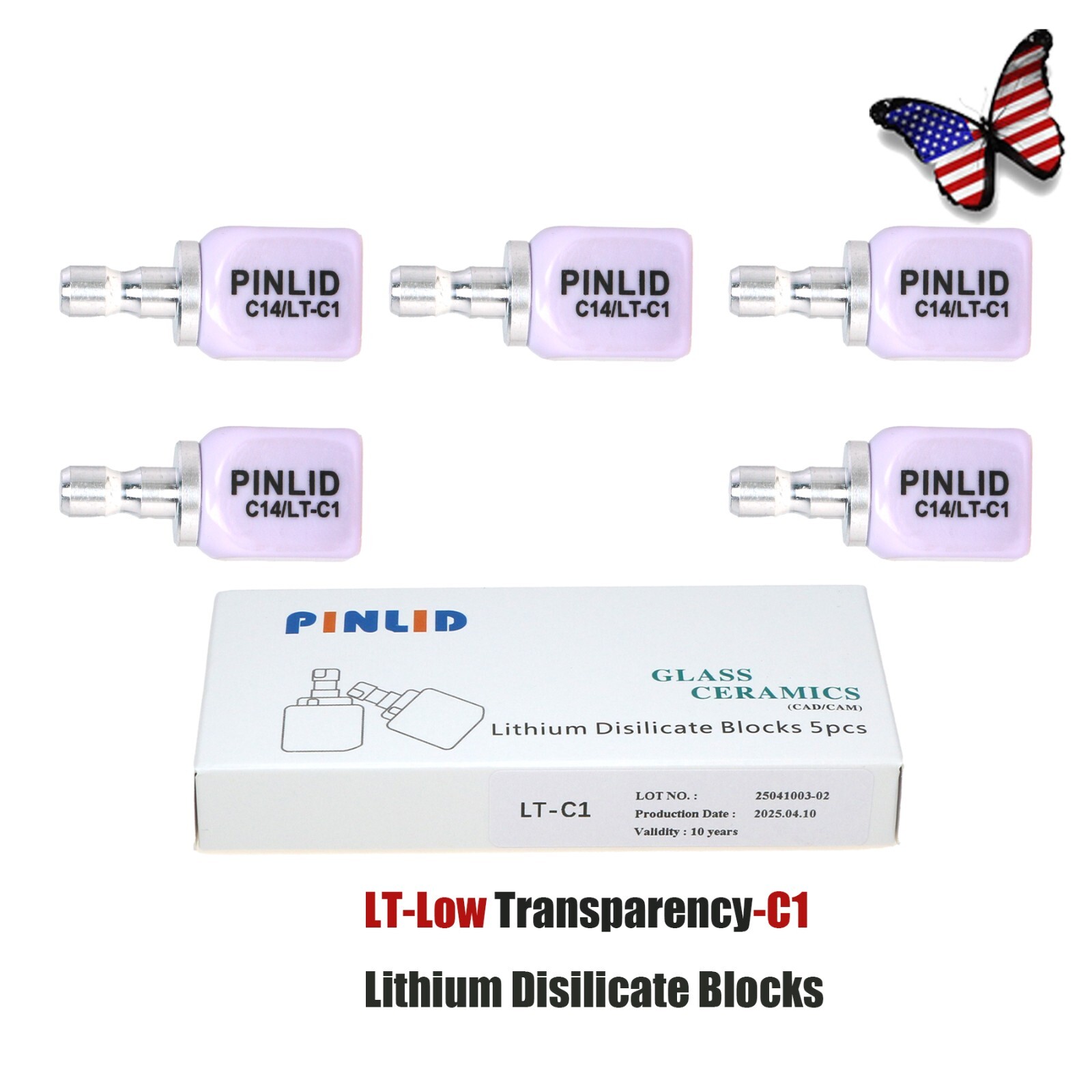 US C14 Dental Glass Ceramic Blocks LT Lithium Disilicate CAD/CAM Cerec Block
