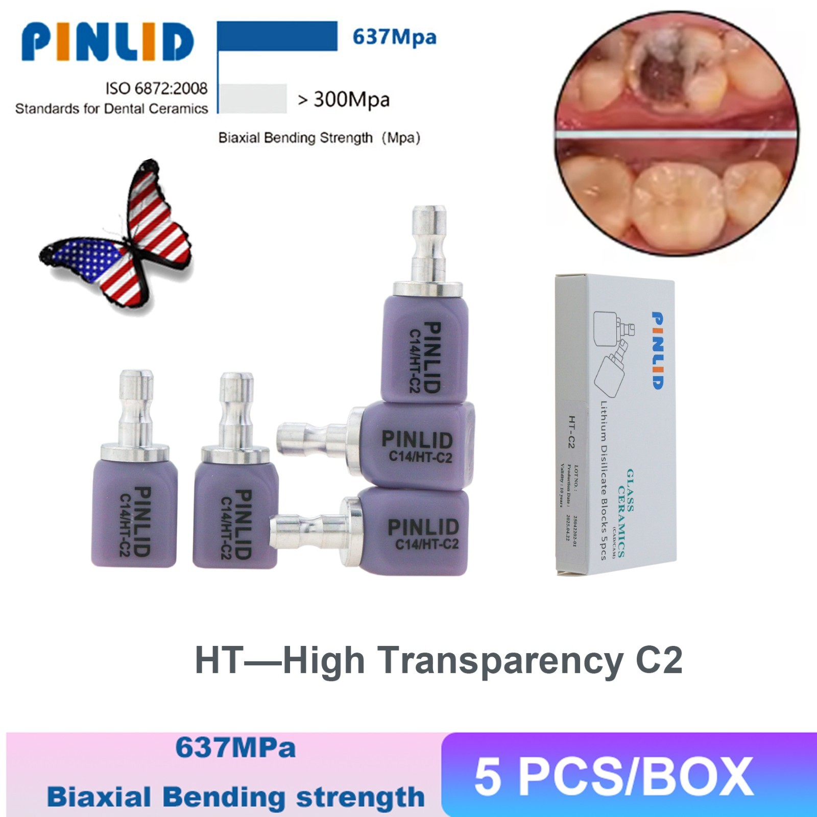 Lithium Disilicate C14 Dental Lab Glass Ceramic Blocks HT CAD CAM Cerec Veneer