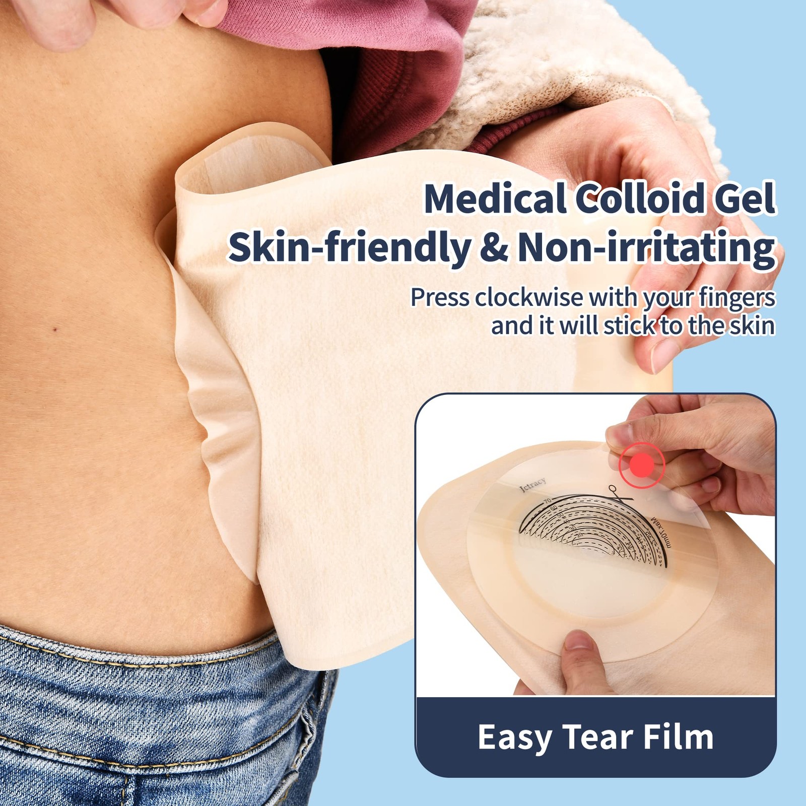Jctracy Colostomy Bags,20PCS Ostomy Bags One-Piece 20-70mm, Oval