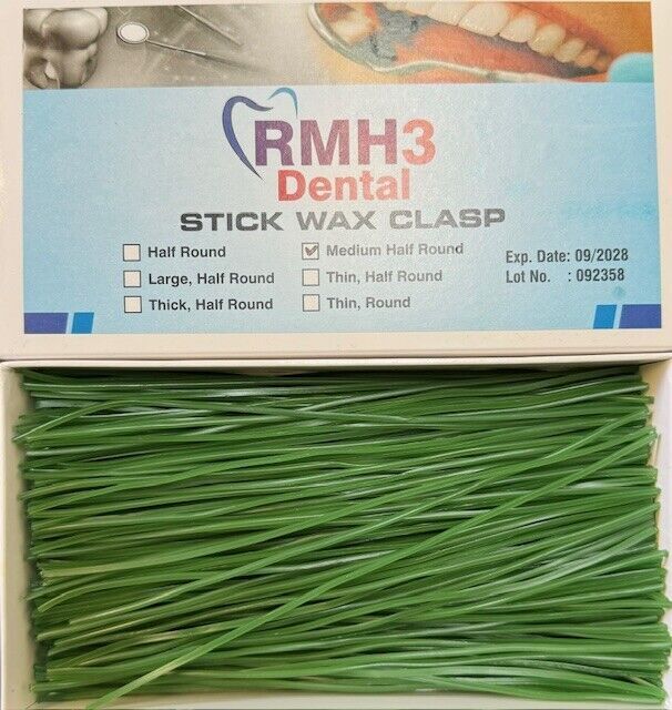 RMH3 Dental Clasps Wax in Stick Medium Half Round – Thickness 1.2 MM Green