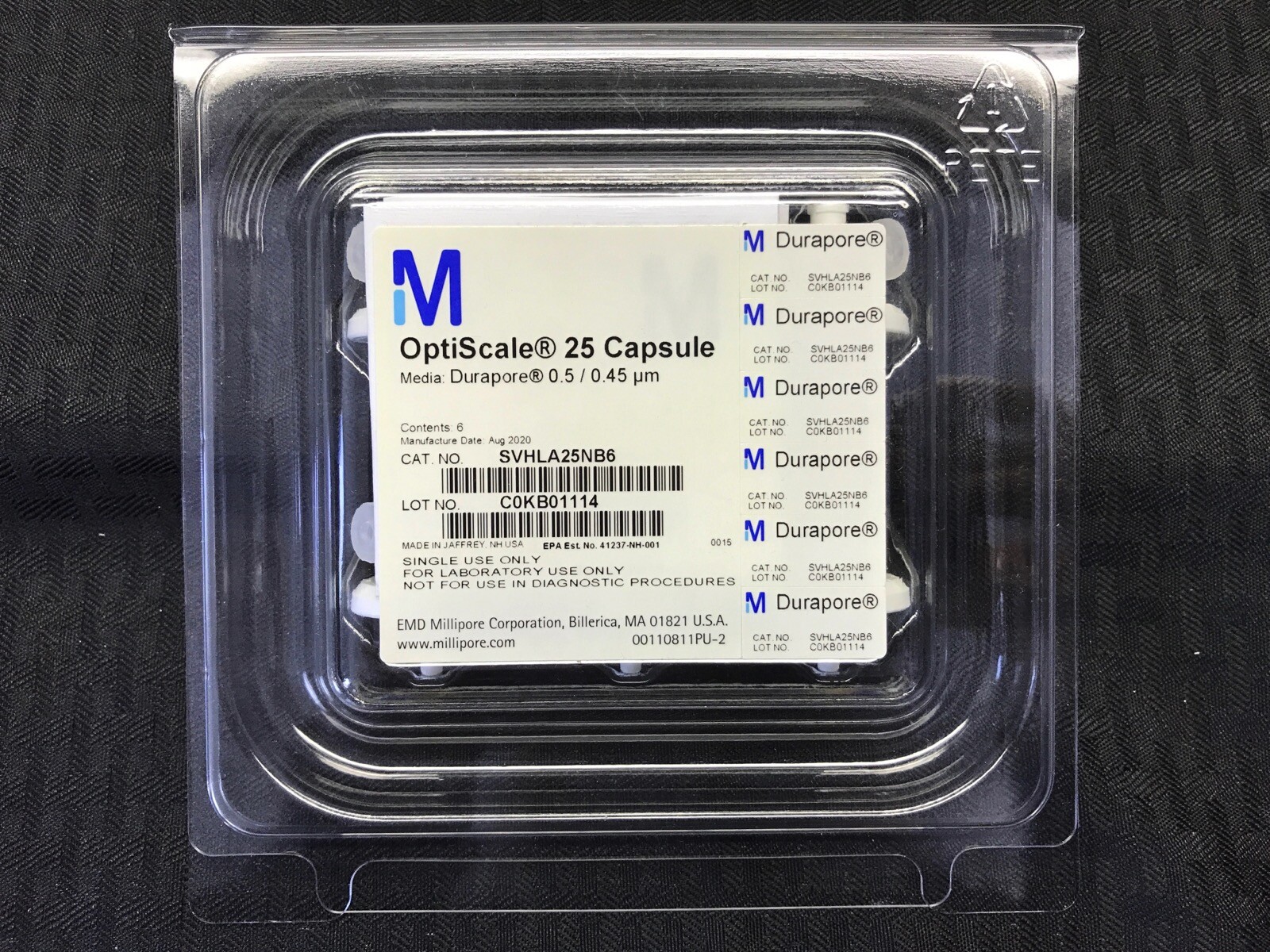 (6/Pk) MILLIPORE OptiScale 25 Filter Capsules 25mm Durapore 0.5um 0.45um Luer