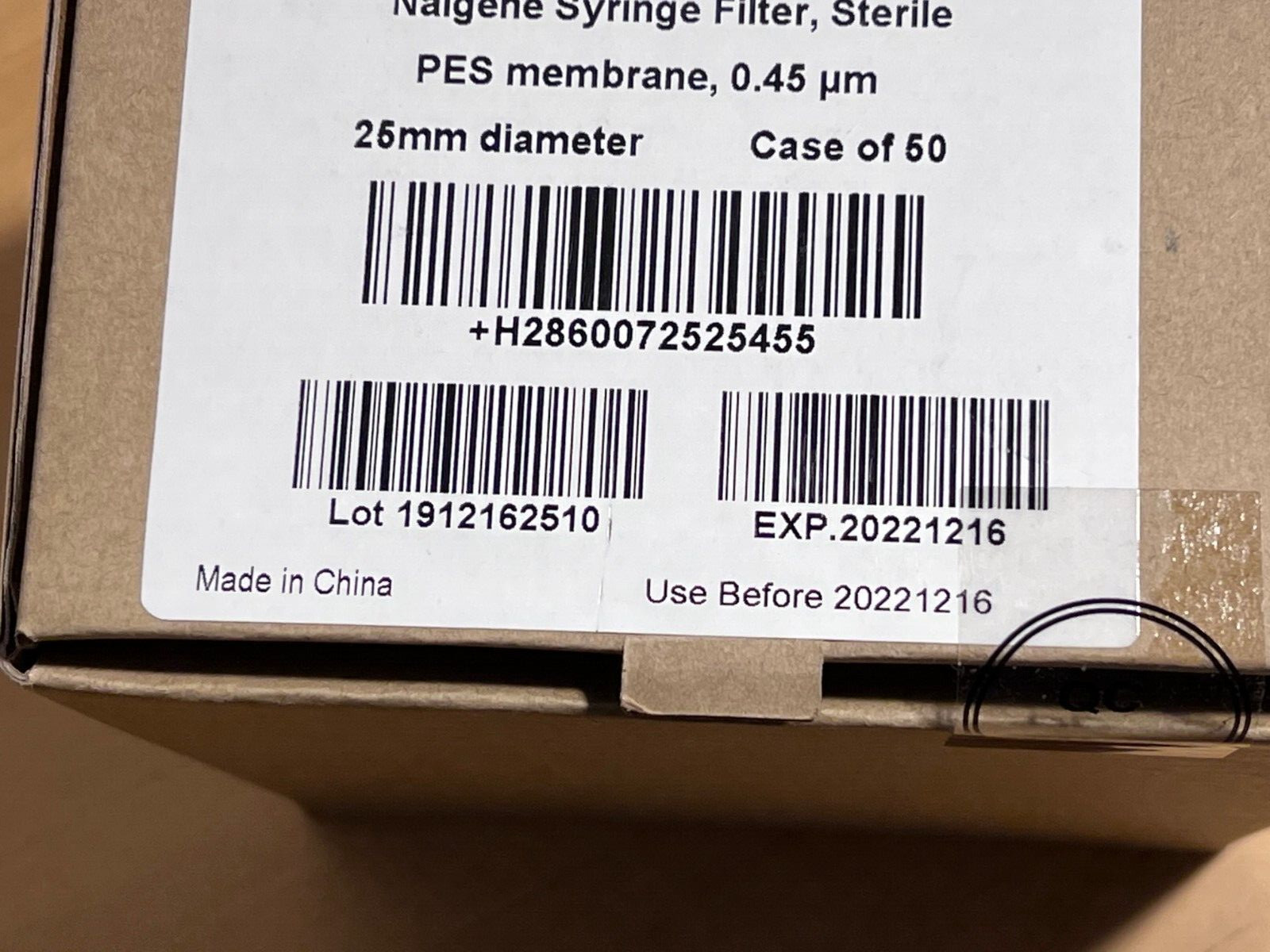 NEW Thermo Nalgene Sterile Syringe Filter 725-2545, 25 mm, Pore Size 0.45 μm