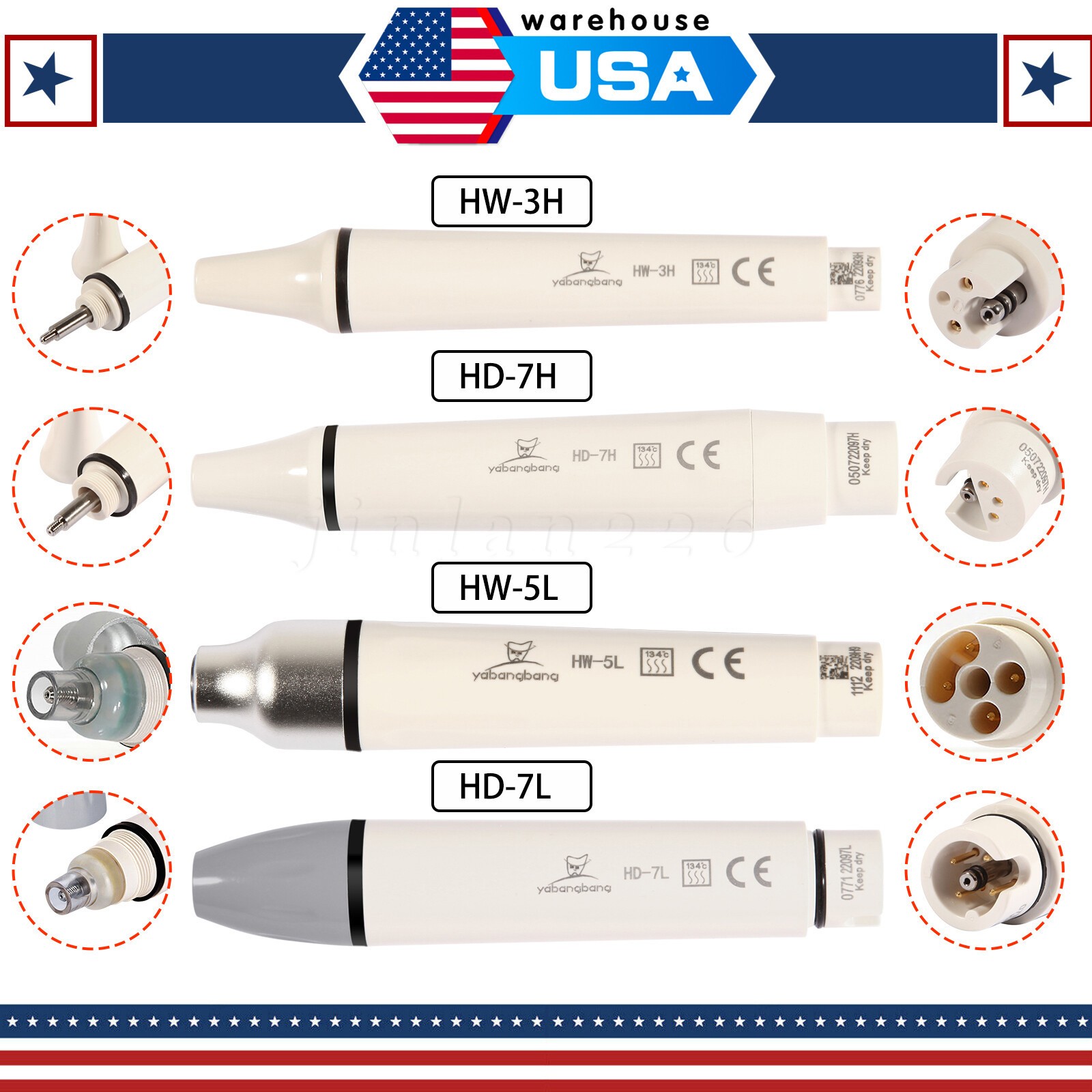 Dental Ultrasonic Piezo Scaler Handpiece LED Fit For WOODPECKER /EMS/SATELEC