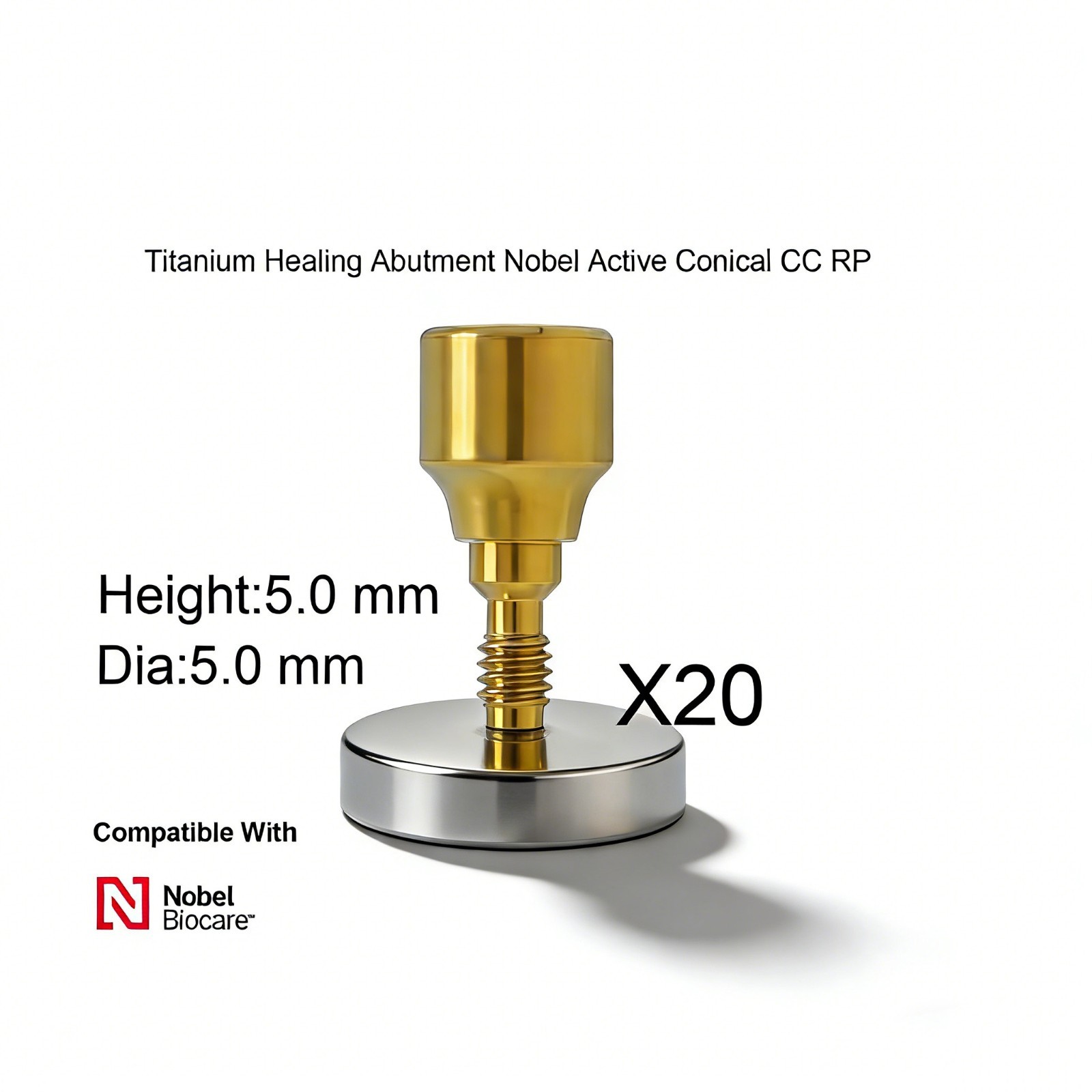 20Pcs Dental Nobel Biocare Healing Abutment Cap Ø3.6/5/6 Conical NP/RP H3/5/7mm