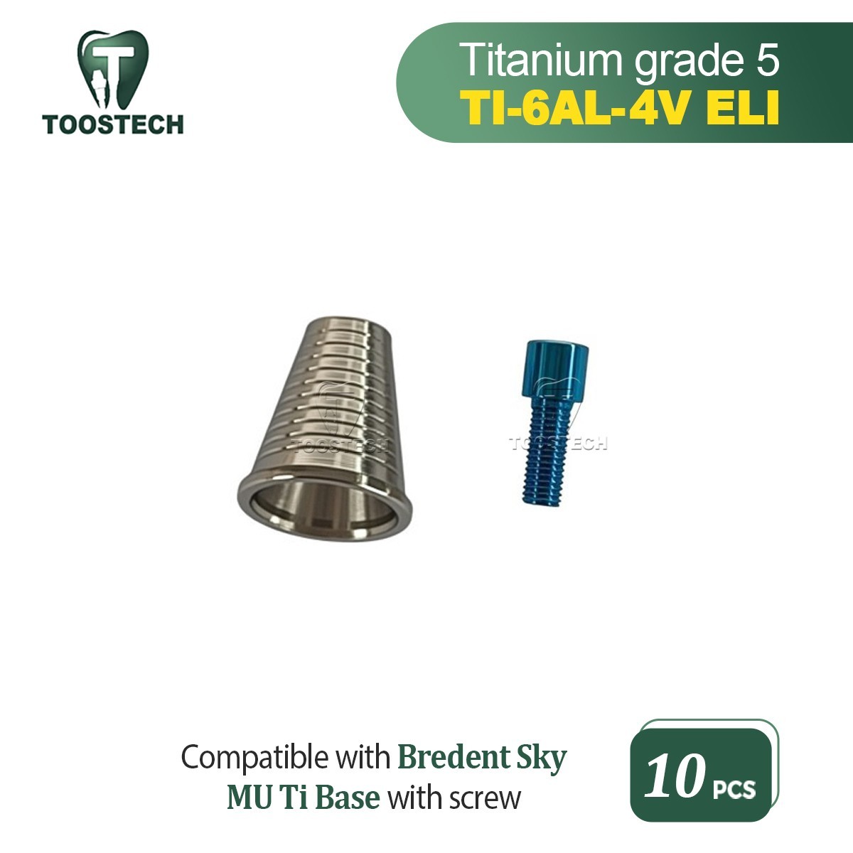 10pcs MU titanium base for Multi unit abutment MU Ti Base fits to Bredent Sky