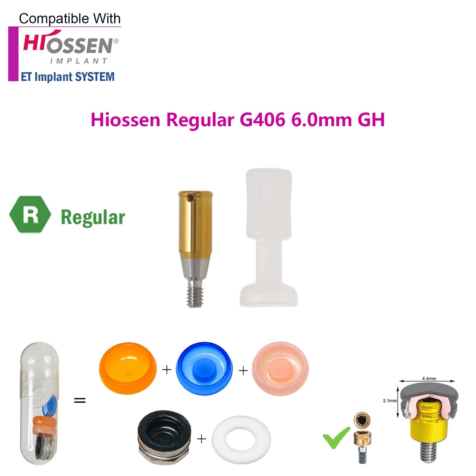 Dental Locator Overdenture Abutment Male Cap Inserts fit HIOSSEN Osstem Regular