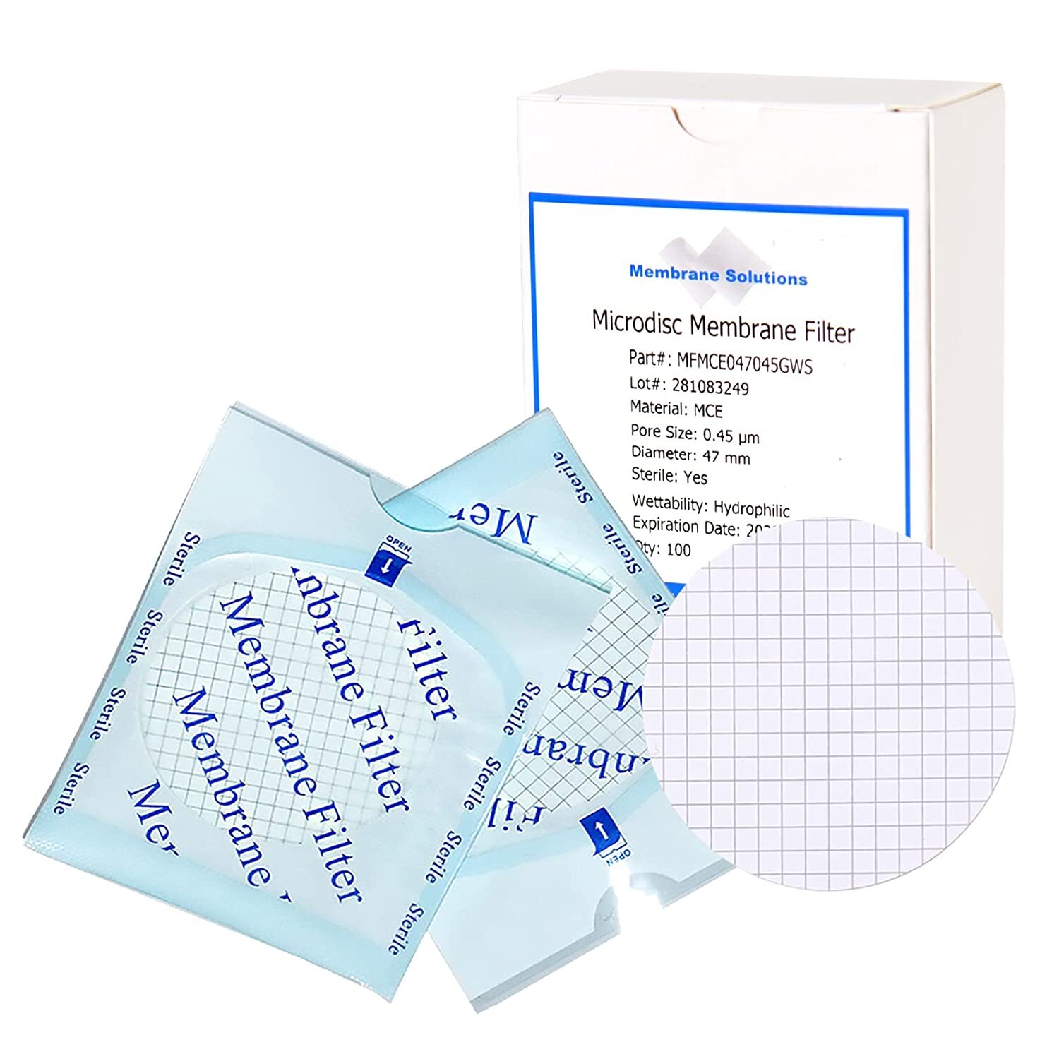 MCE Membrane Filter Sterile MCE Gridded Membrane Filter 47mm 0.45μm,Hydrophilic