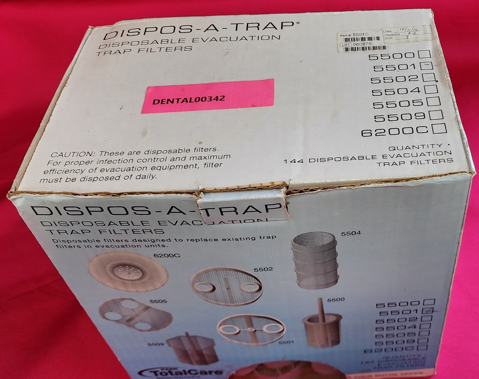 BOX045-D342 – DISPOS-A-TRAP Disposable Evacuation Trap Filters 5501 – PARTIAL
