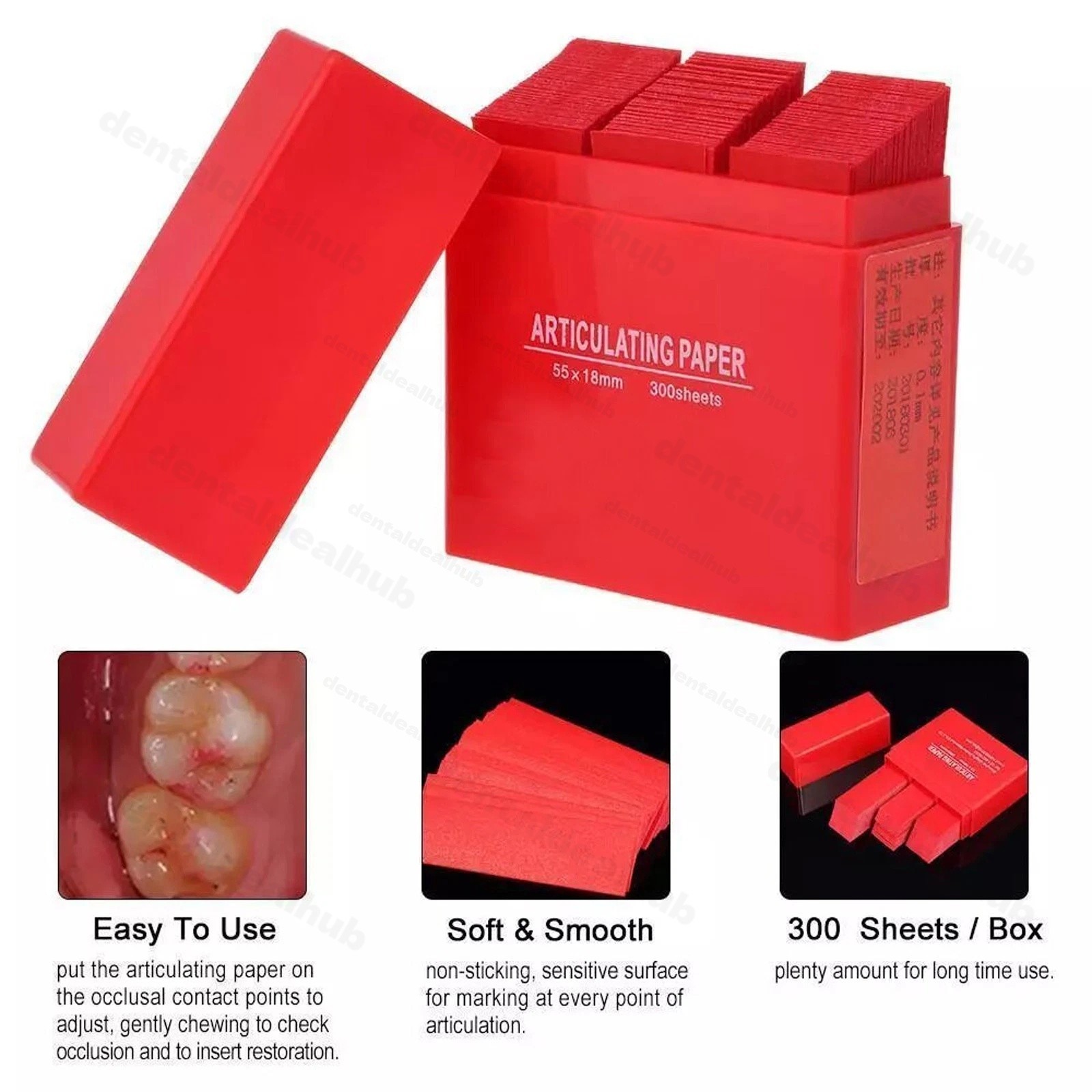 Dental Articulating Paper 300 Sheets 55x18mm Ultra Thin Occlusal Bite Strips