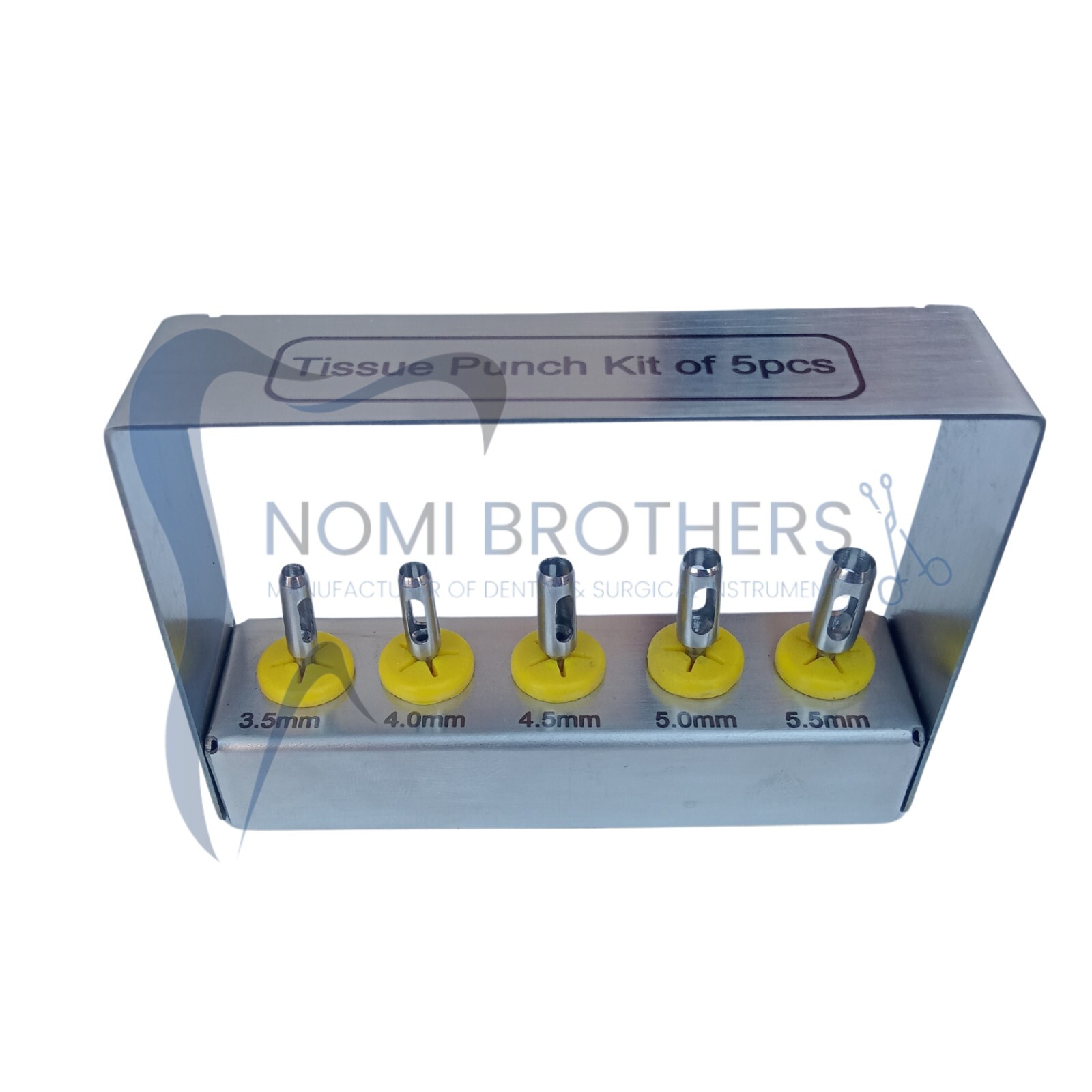 5 Pcs Dental Tissue Punch Kit set Surgical Surgery With Bur Holder Dental