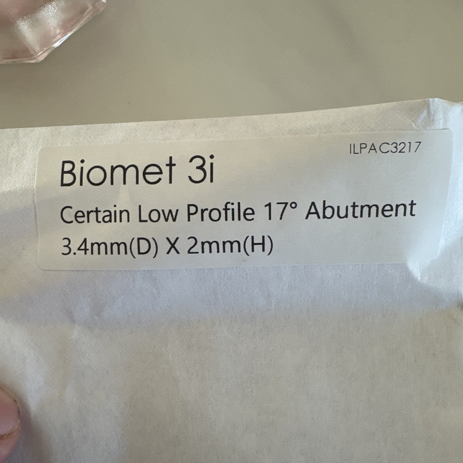 BioMET 3i Certain Low Profile 17° Abutment 3.4mm(D) X 2mm(H)