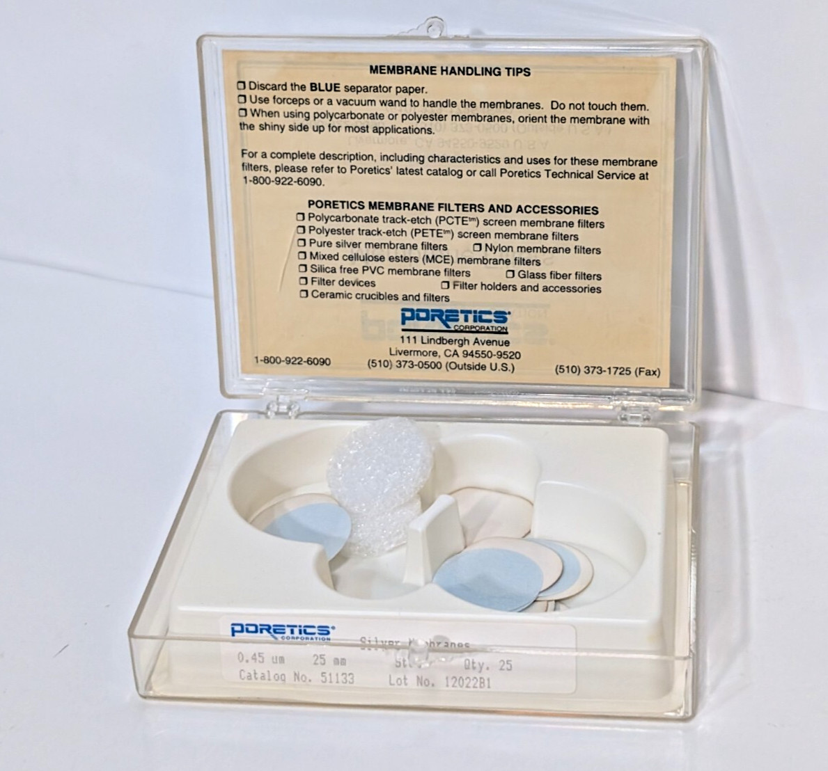 Poretics Corp. 51133 Silver Membrane Filter Discs, 25mm, 0.45μm