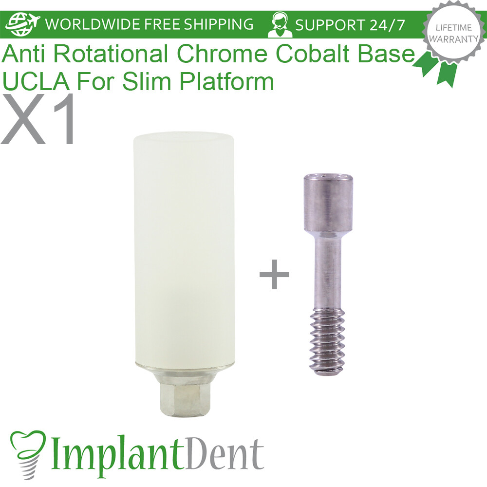 1x Dental Anti Rotational Chrome Cobalt Base (UCLA) Slim Platform Int Hex 2.0mm