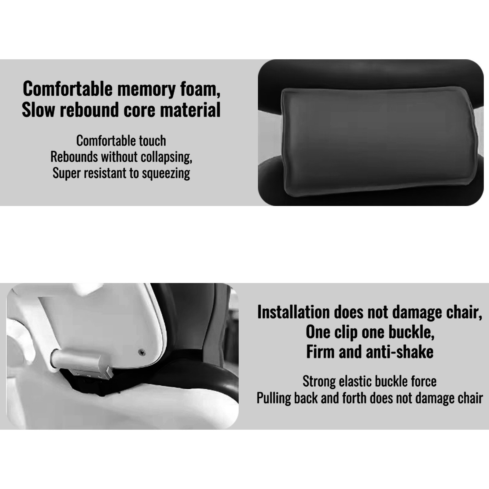 Dental Chair Neck Pillow Lumbar Cushion Set Memory Foam Microfiber Leather Black
