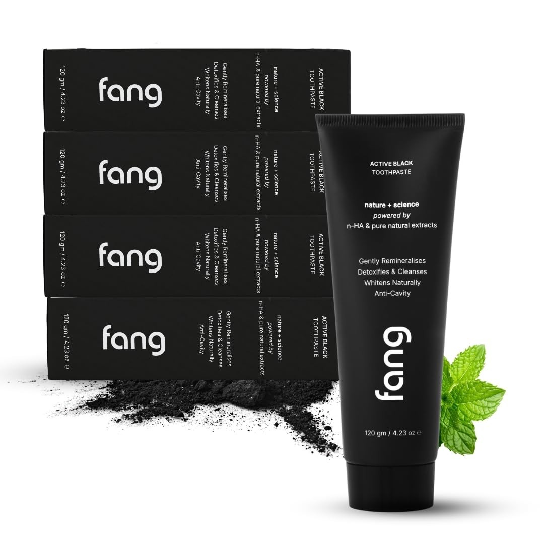 Fang Natural Toothpaste|Teeth Whitening | (Pack of 4 , Activated Charcoal)