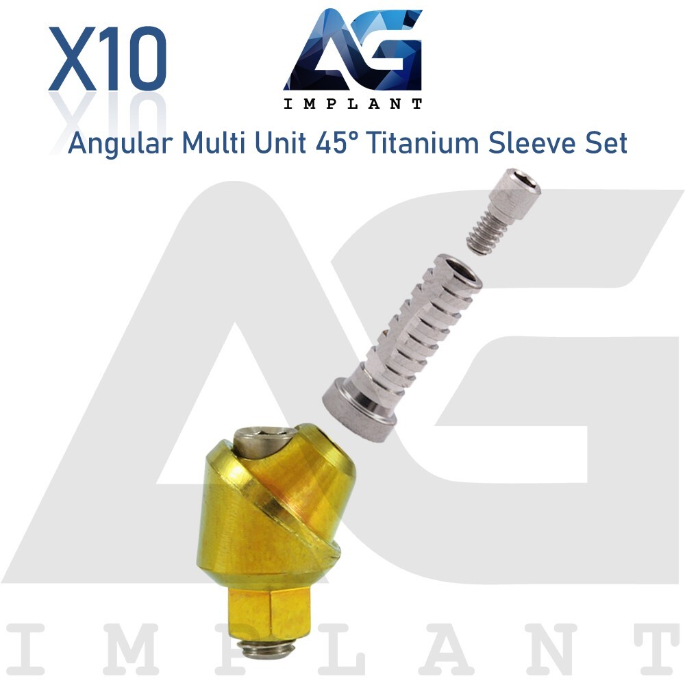 10 Angular Multi Unit 1.6 Prosthetic System 45° Set Titanium Sleeve With Screw