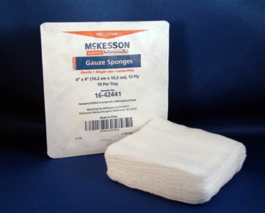 Medi-Pak Performance Plus Gauze Sponge Type VII Cotton 12-Ply 4 X 4In, 1280/Case