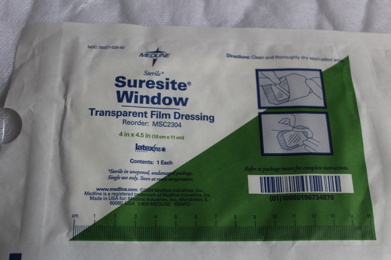 90 MEDLINE MSC2304 STERILE Surest WINDOW Transparent Film Dressing, 4X4.5″