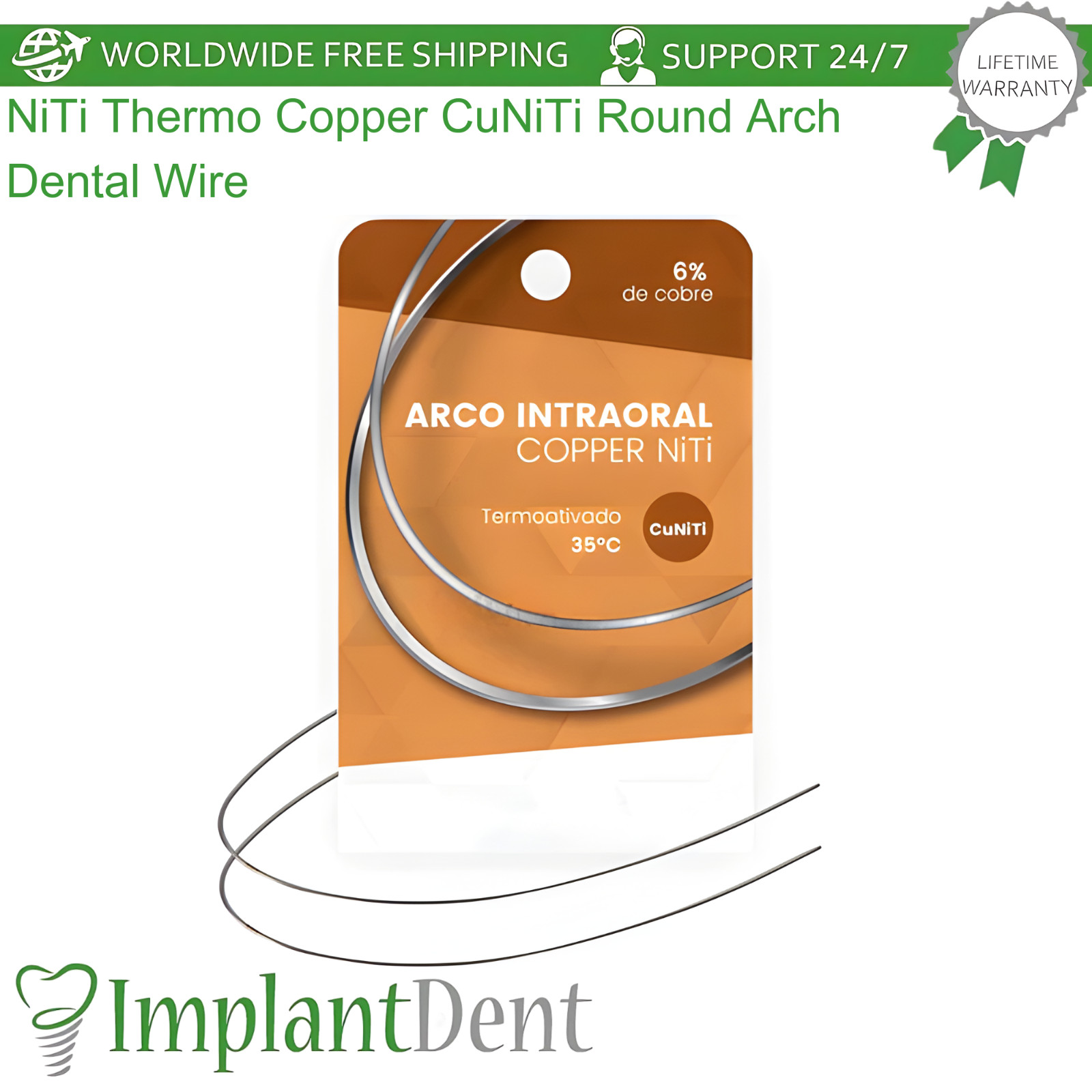 NiTi Thermo Copper Dental Alignment Wire Round Arch Heat-Activated CuNiTi 10pcs