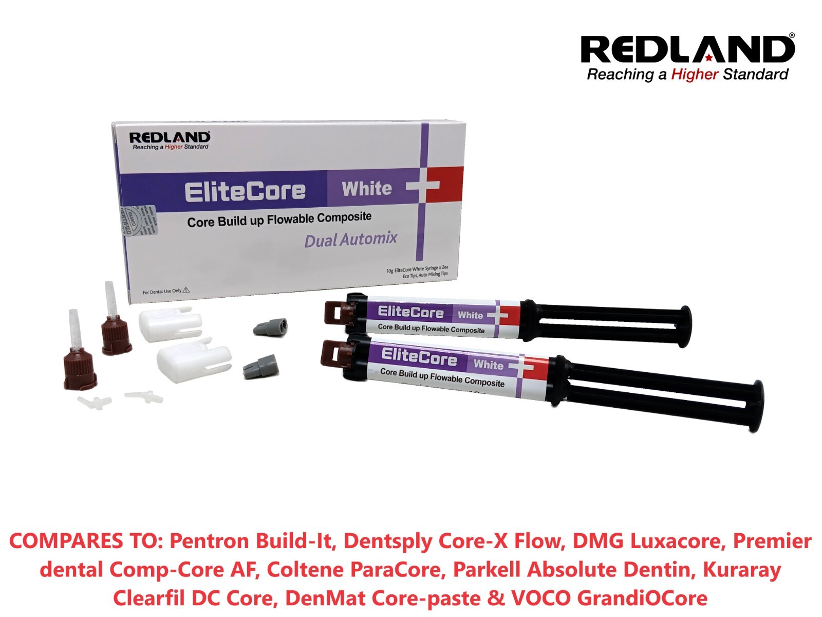 REDLAND Elite-Core Core Build up Flowable 2x10gm Syringe + Tips Made in KOREA