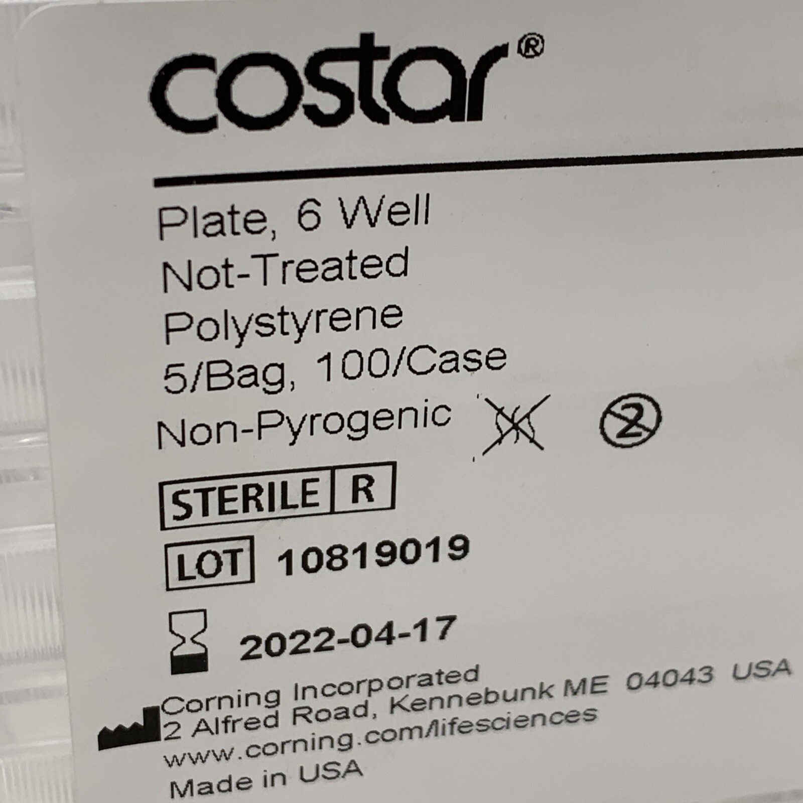 (100-Pack) Corning 3736 Costar 6-Well 16.8 mL Flat Bottom Plate Sterile EXPIRED