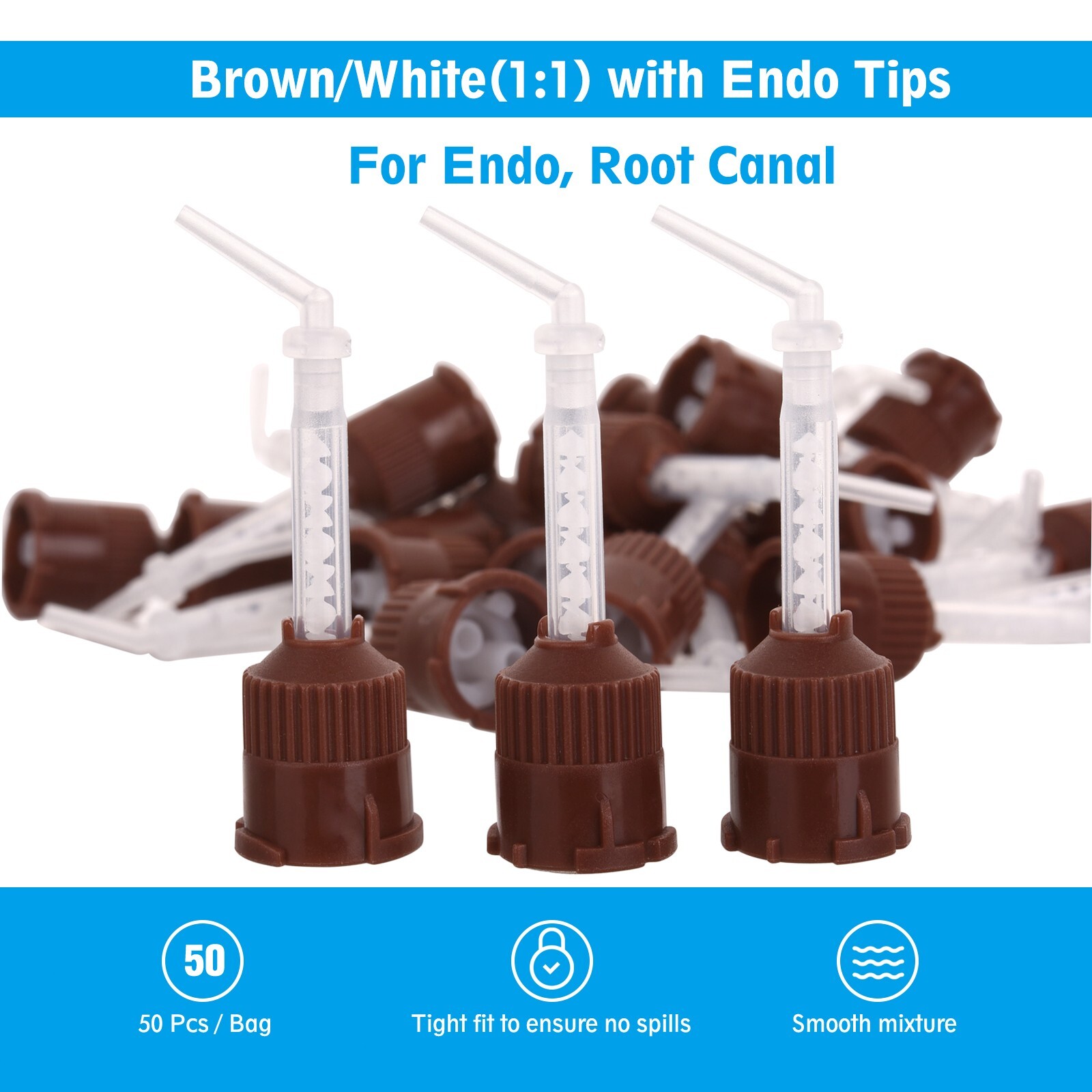 250(5 Bags) Dental Mixing Tips HP Brown with Endo Tips