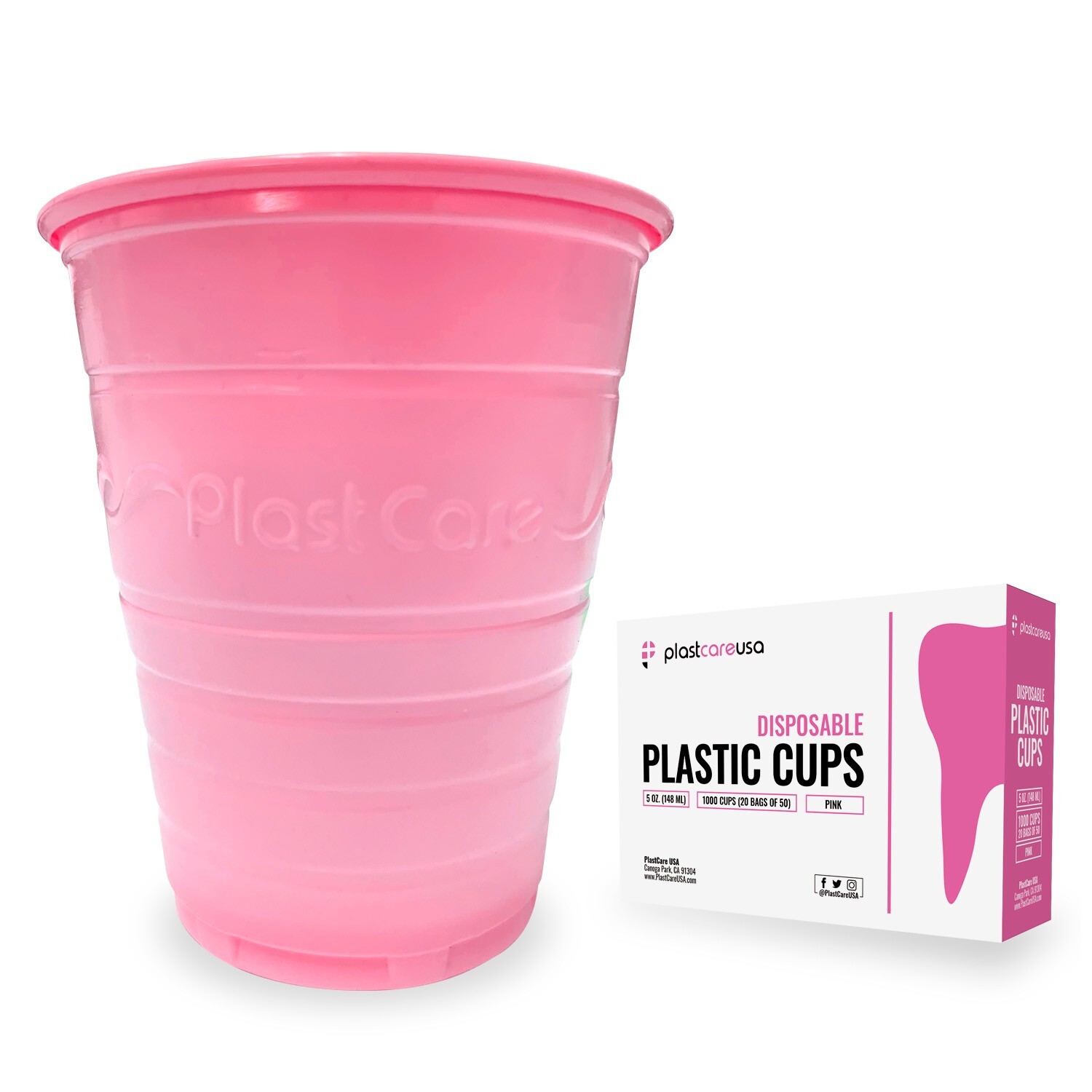 2000 PlastCare USA Pink Dental 5 Oz. Rinse Cups, Disposable Plastic Mouth Wash