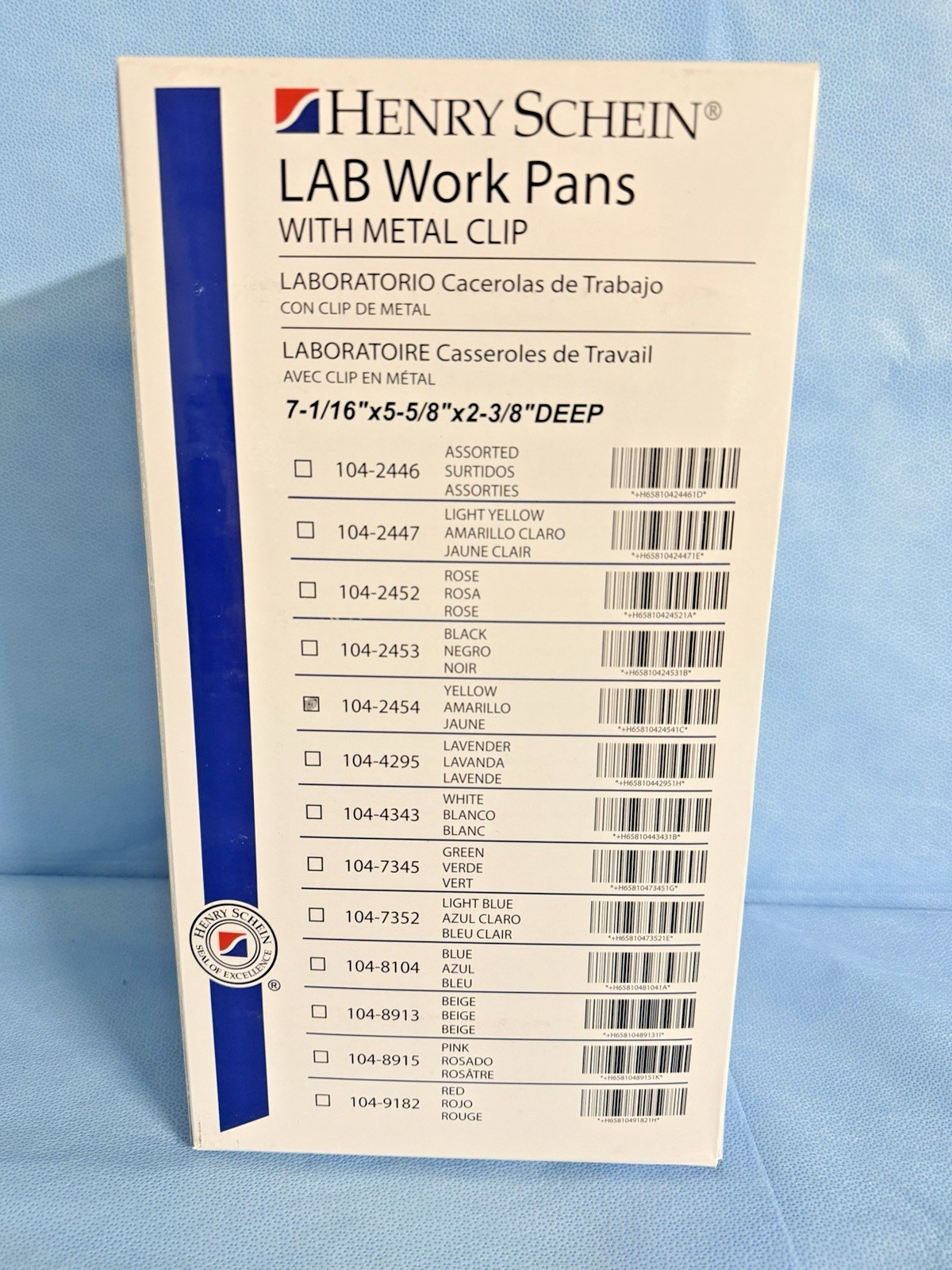 HENRY SCHEIN Lab Pans Medium with metal clip7 1/16″x5⅝” x 2⅜”D,Box of 12Work Pan