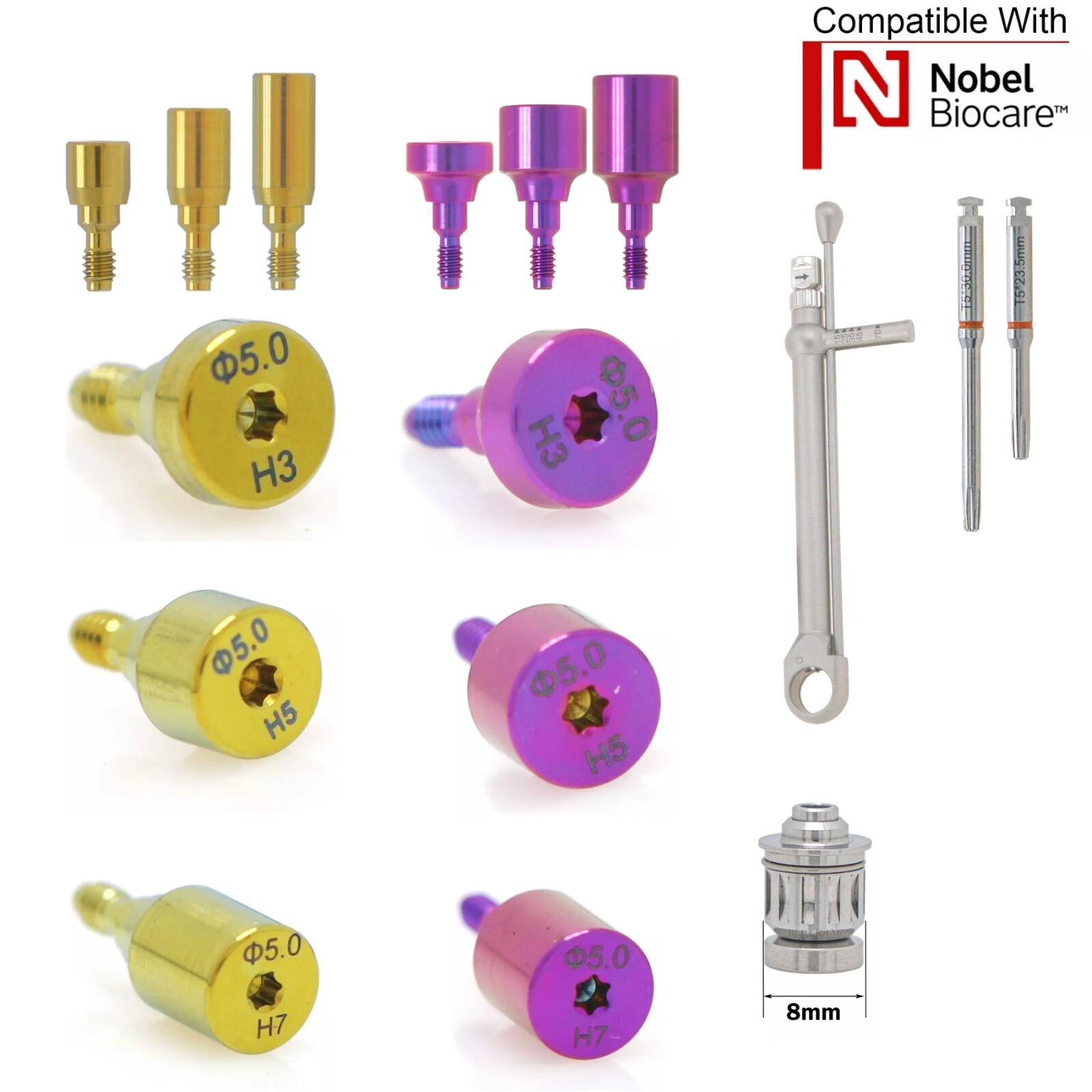 Dental Healing Abutment Cover Screw for ITI, Hiossen, Nobel, NC/RC, Regular/Mini