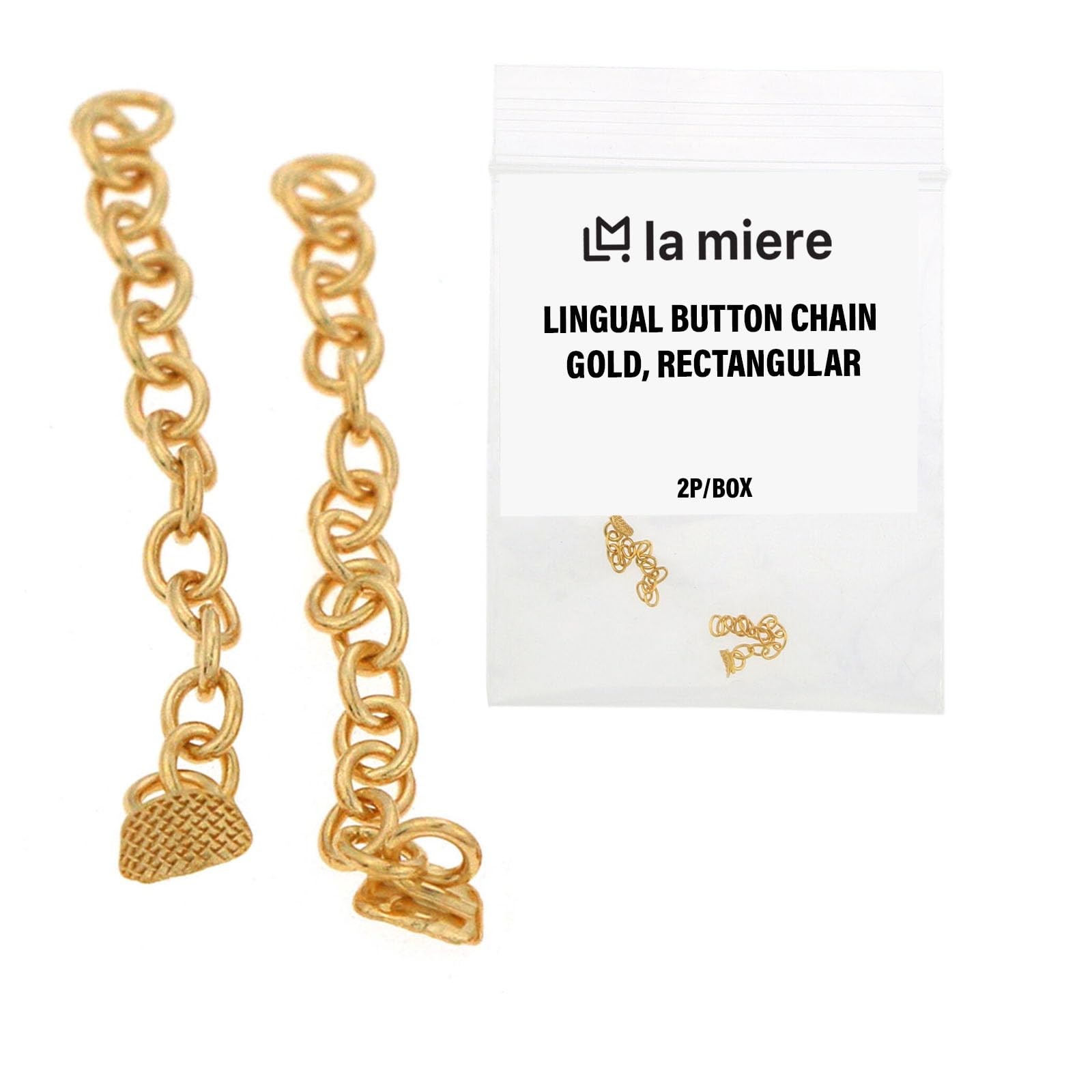 LA MIERE 2PCS Golden Traction Lingual Button Chain Eyelet Rectangular,