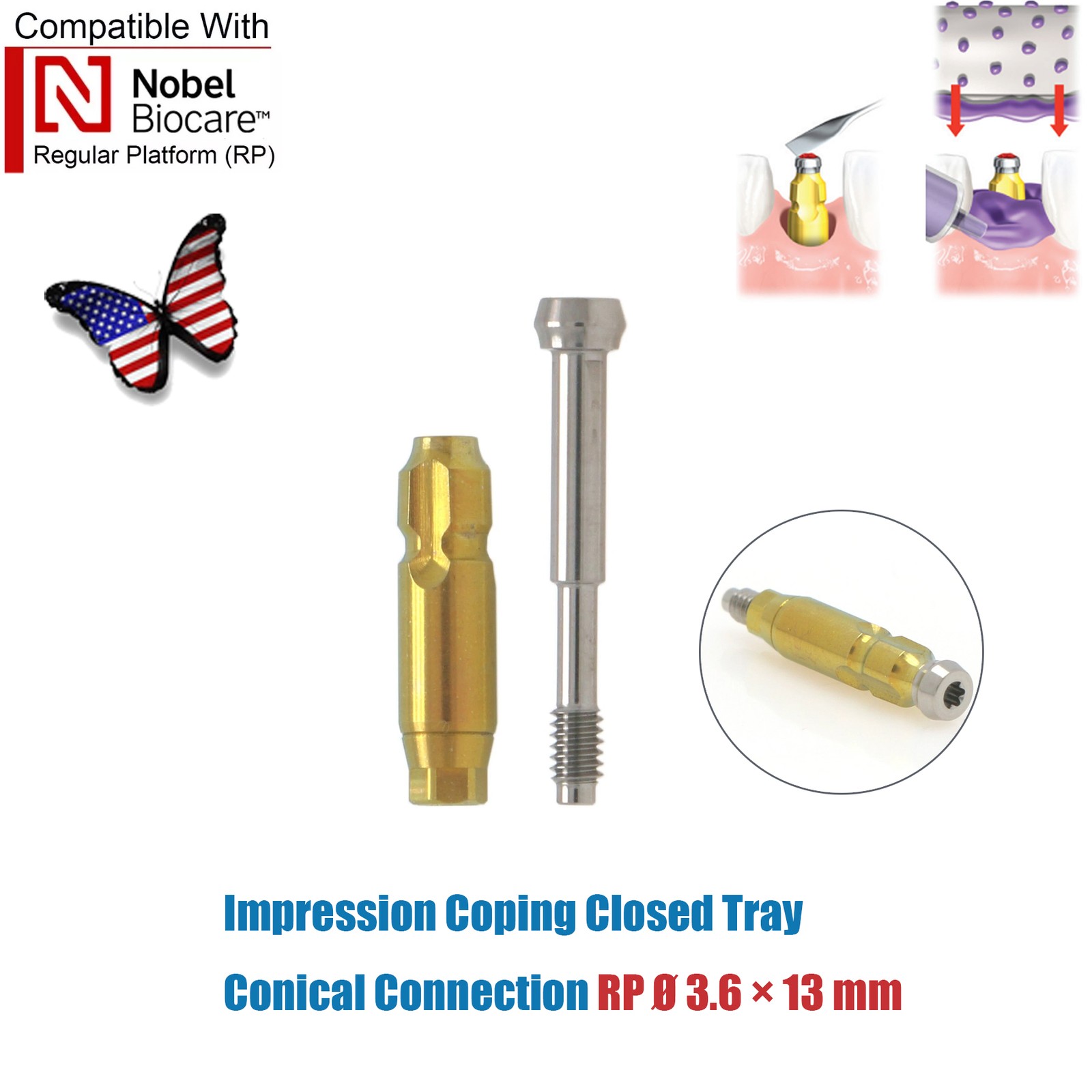 US Nobel Biocare Active NP/RP Hex Locator/Healing Abutment/ Impression Transfer