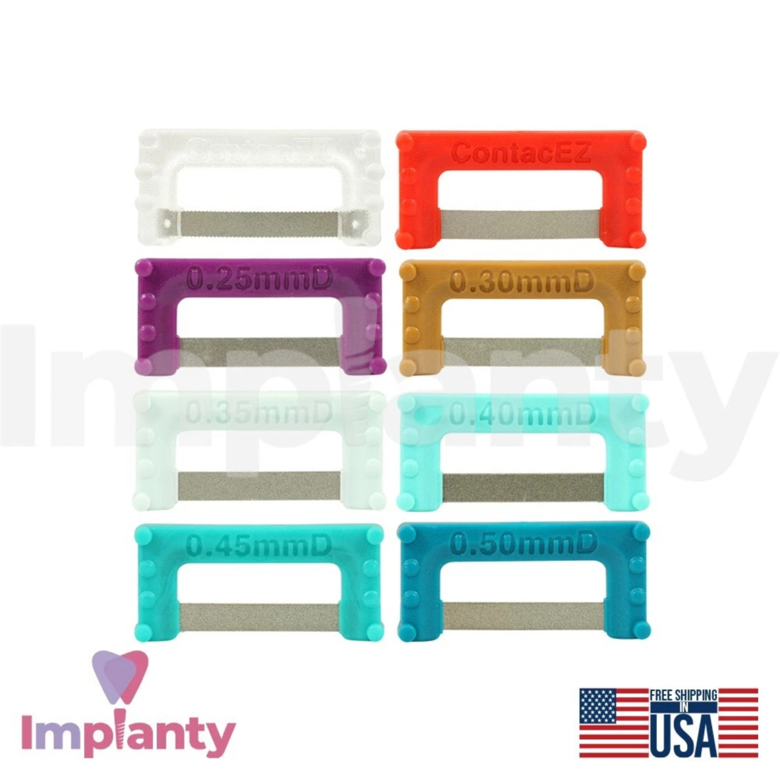 Assorted Colors IPR Plus Dental Strips Set 8pcs Stainless Steel Diamond Coating