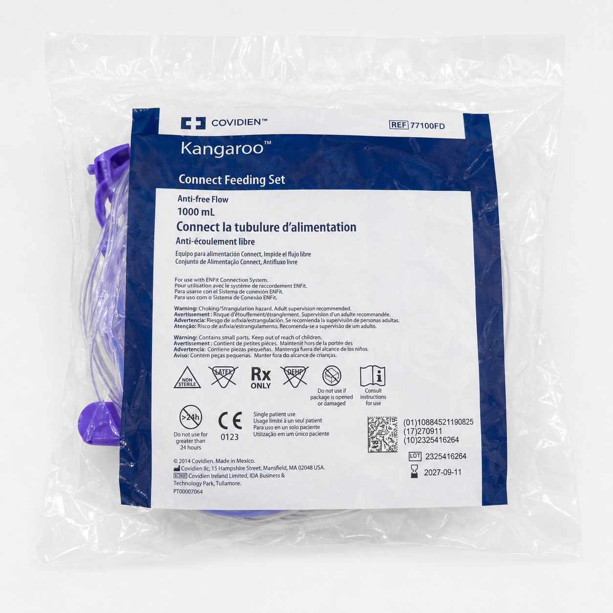 1000ml Feeding Set Enteral Pump Bag 77100FD Sterile 10 Count Hospital Nutrition