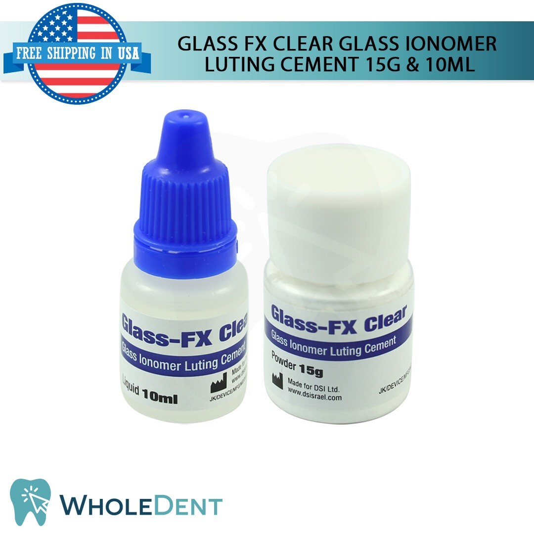 Glass FX Clear Permanent Luting Cement 15g 10ml Dental Restoration Base Liner