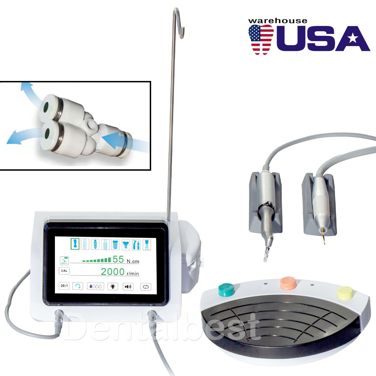 AZDEBT Dental Implant System Motor Bone Cutter 2 in 1 Piezo Surgery Touch Screen