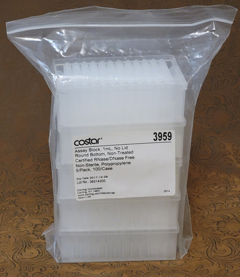 5 pk Corning Costar 3959 Assay Block, 1mL, No Lid, Round Bottom, Non-Treated ങ