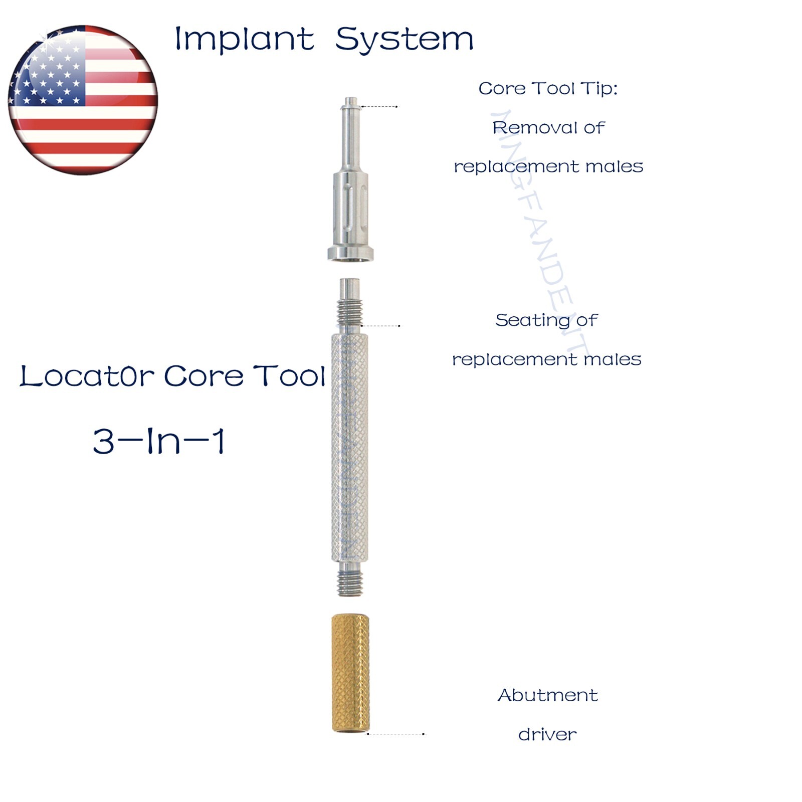 US Universal Dental Retention Caps Locator Insertion Extraction Remove Core Tool