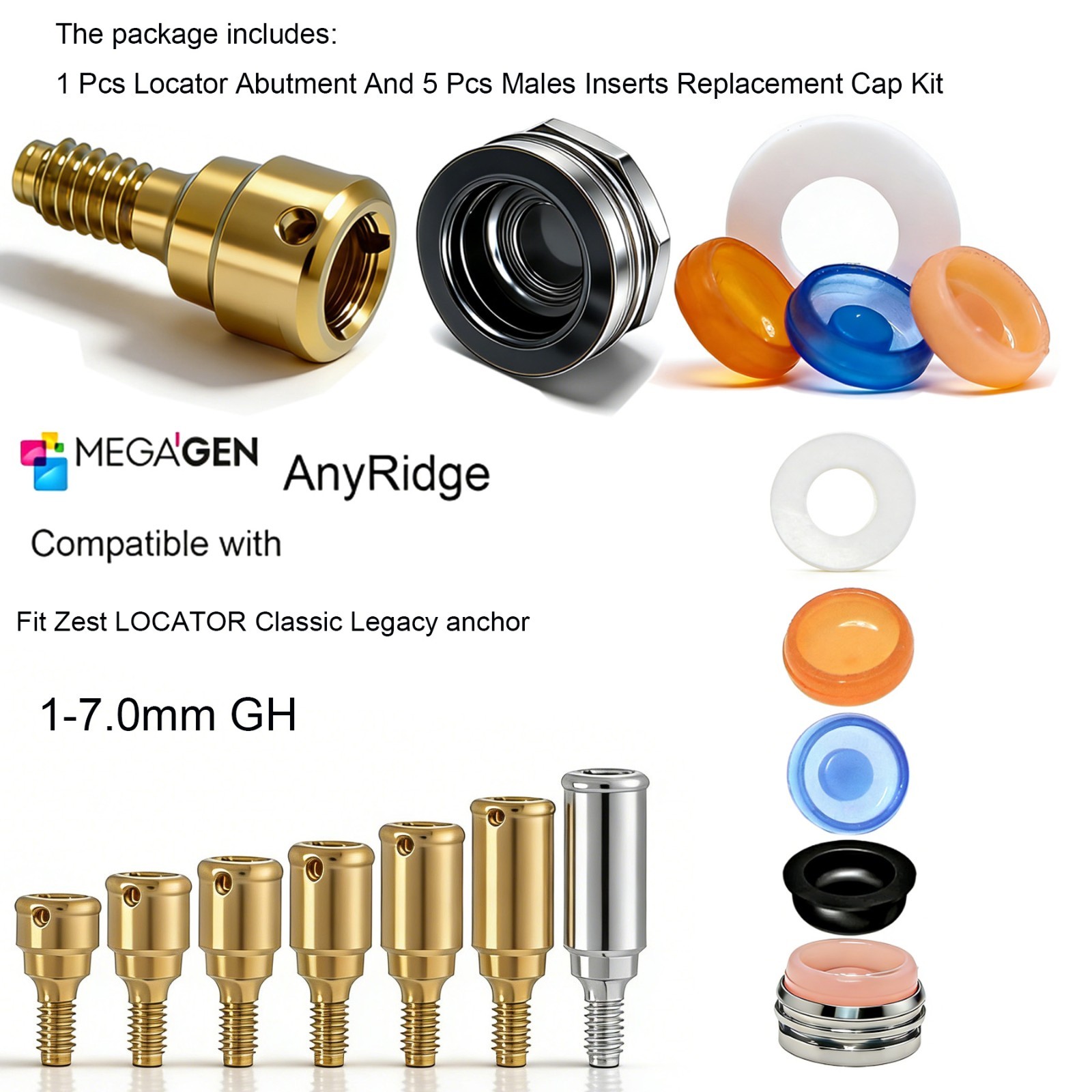 Overdenture Abutment Removable Anchor for MEGAGEN AnyRidge All Platform 1-7.0 GH
