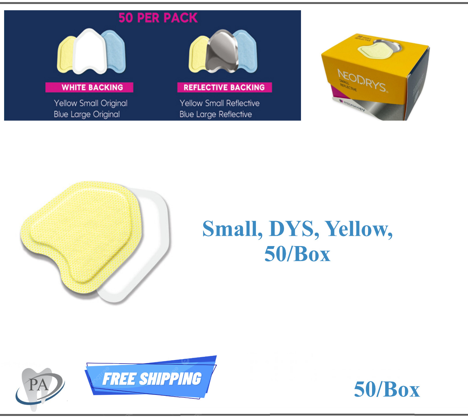 Dental NeoDrys Saliva Absorbents, DYL Absorption, Protection, Microcopy, 50/Bx