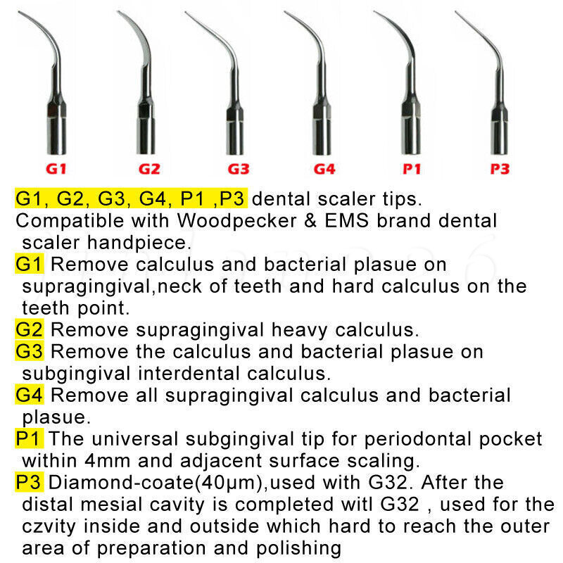 5*Dental Ultrasonic Piezo Scaler Tip for EMS SKYSEA VRN DTE SATELEC Handpiece st
