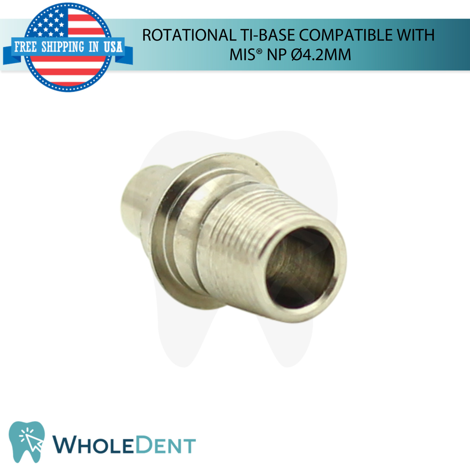5x Dental Rotational Ti-Base Ø4.2mm NP MIS® Compatible Int Hex System 2.10mm