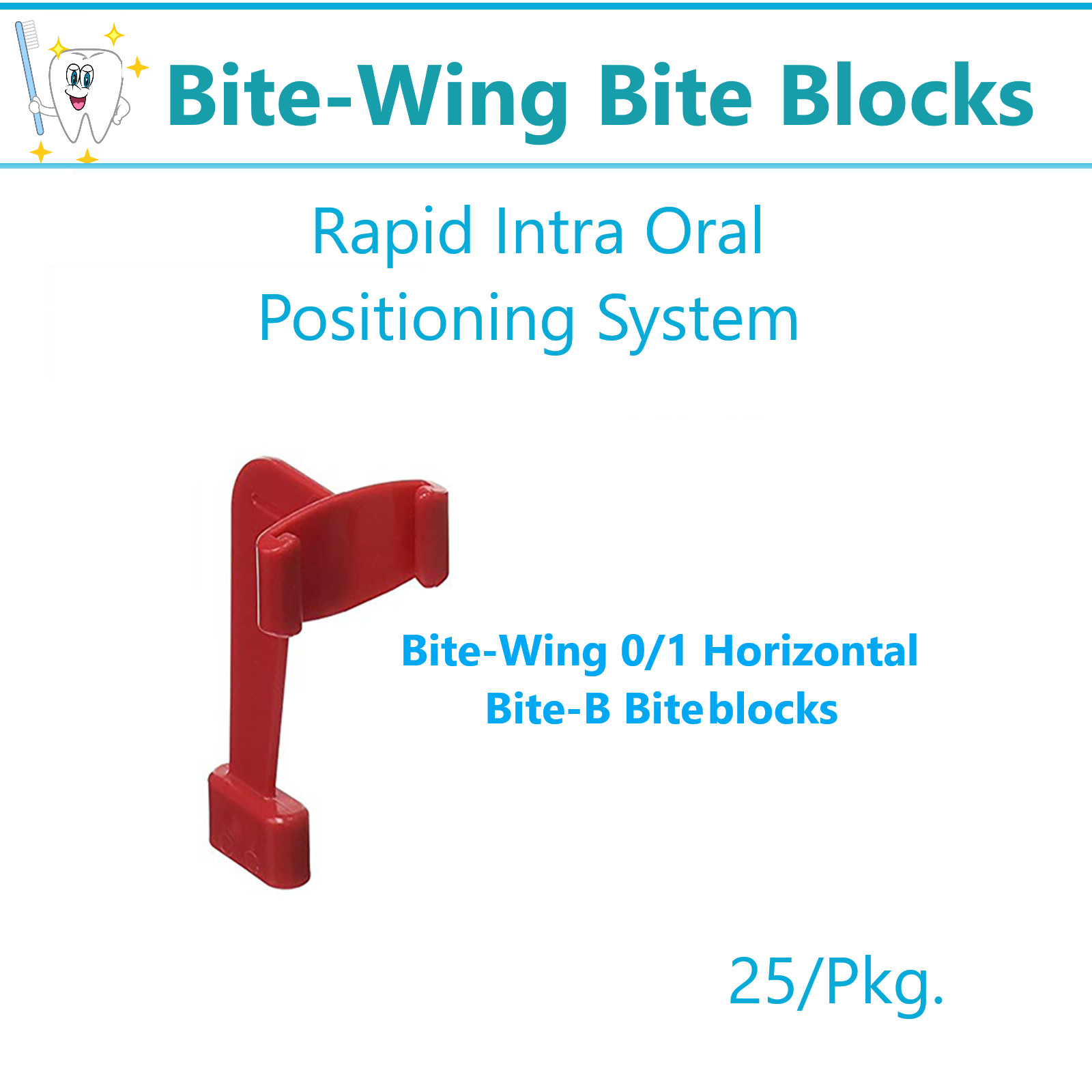 Dental X-Ray Film Bite-Wing 0/1 Horizontal Bite-B Biteblocks, Red 25/Pk