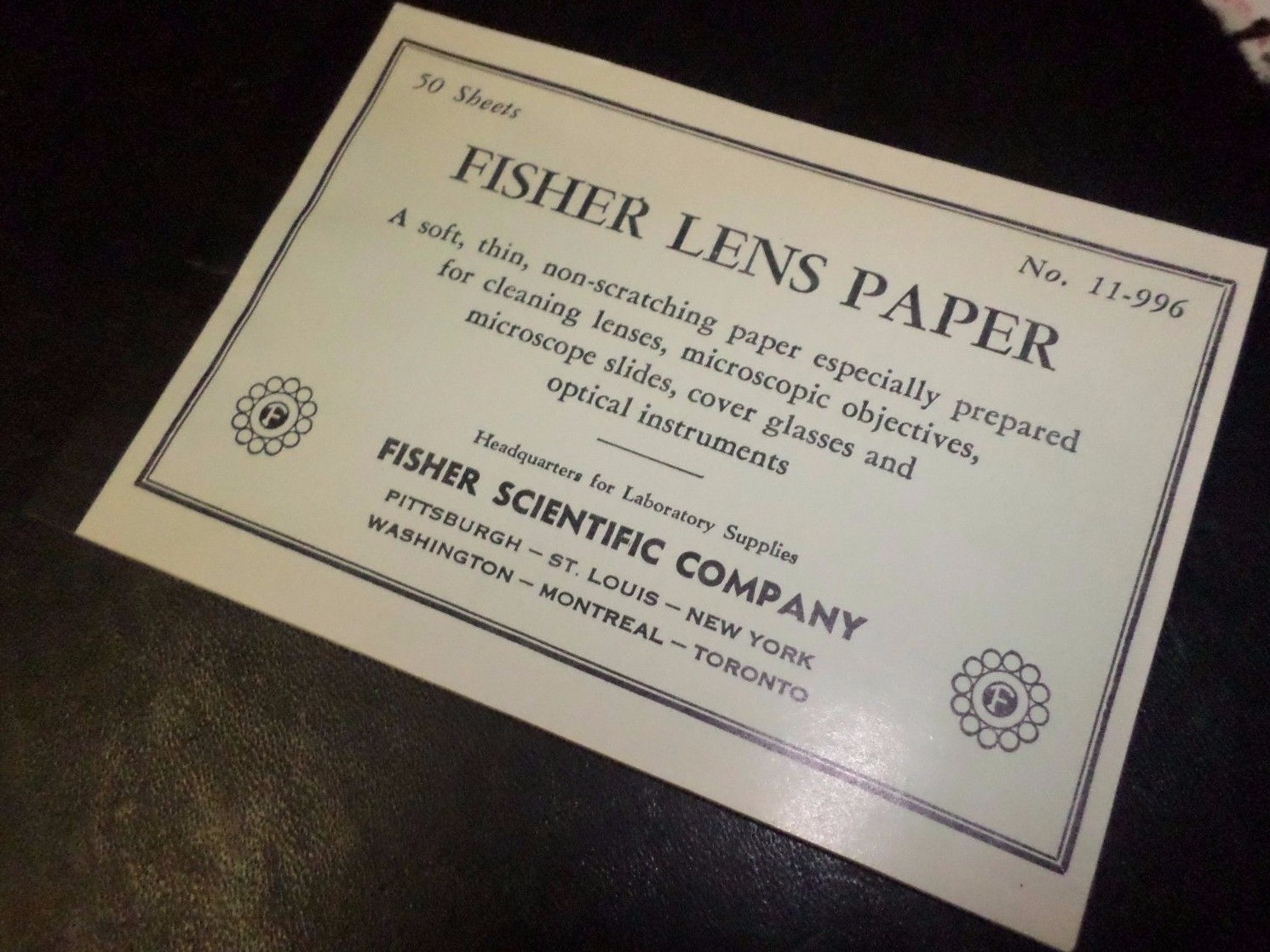 Book of (50) Fisher Scientific 4″ x 6″ (100 x 150mm) Lens Paper Sheets, 11-966