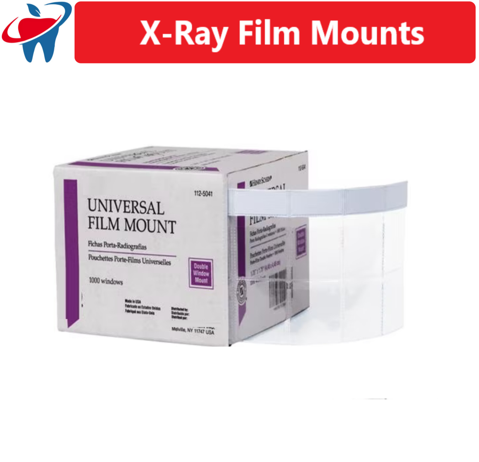 Dental Universal X-Ray Mounts 2-Window, Select and Cut Film Mounts, 1000/Box