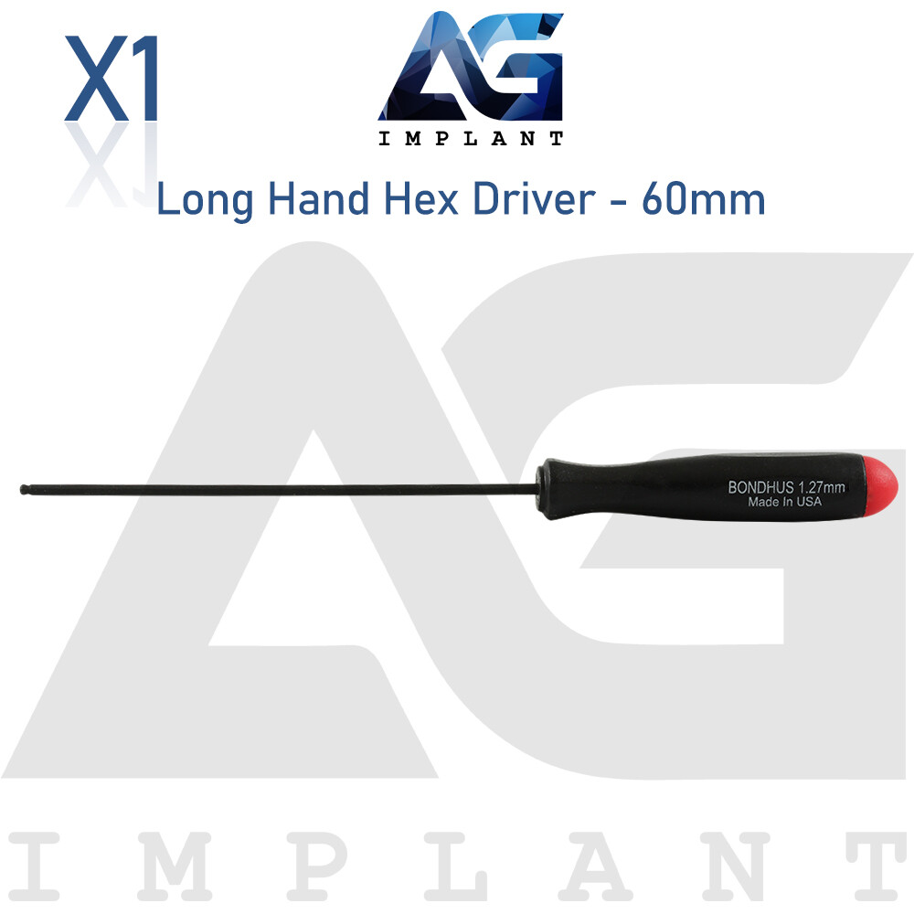 60mm Long Hand Hex Driver 1.25mm Manual Screwdriver Abutment Tool Dental