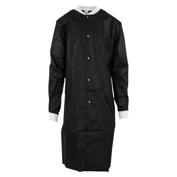 Medicom 8119-C SafeWear Hi-Perform Lab Coats Black Large 12/Pk