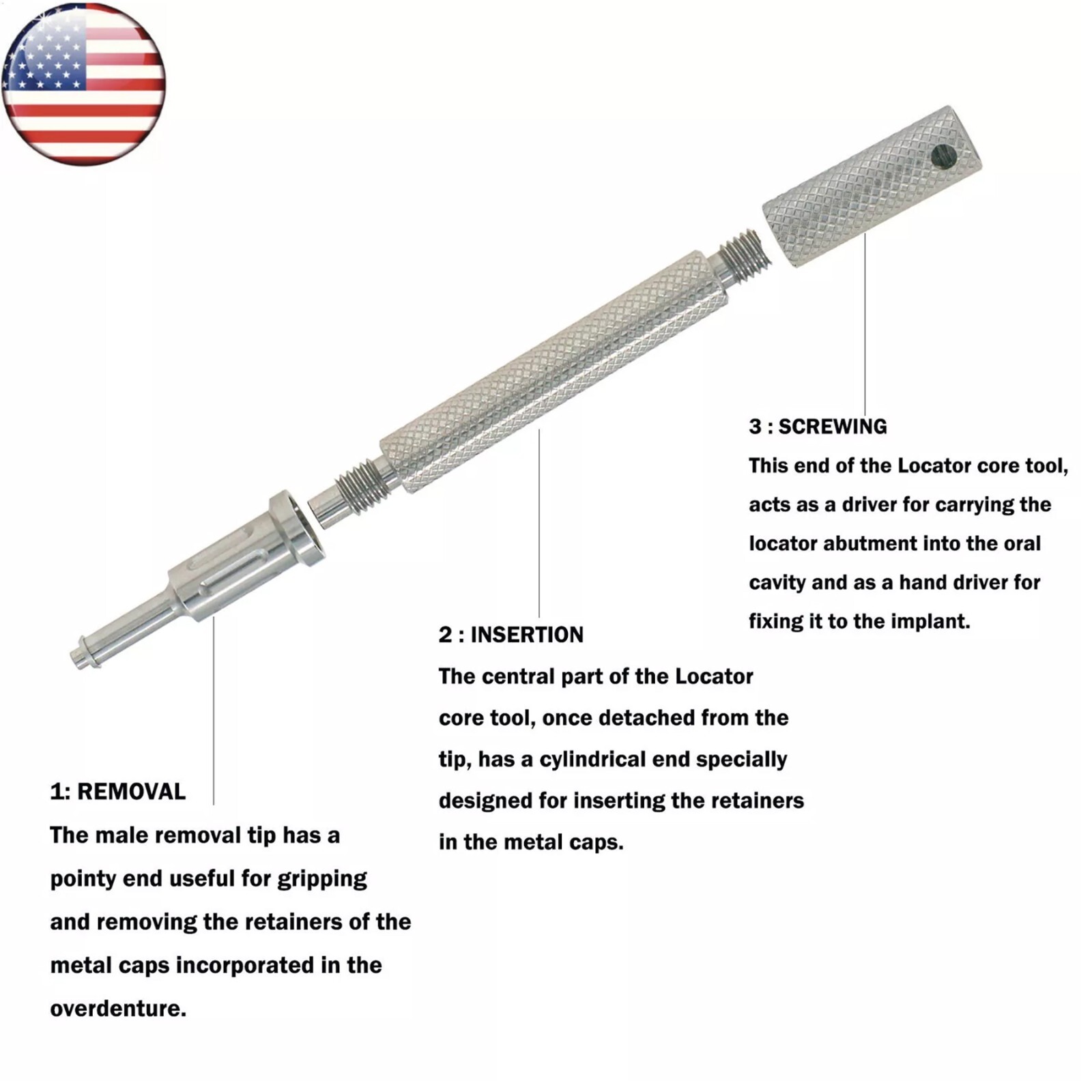 US Dental Locat0r Attachment Abutment Male Caps Kits Fit Nobel/Hiossen/Zimmer
