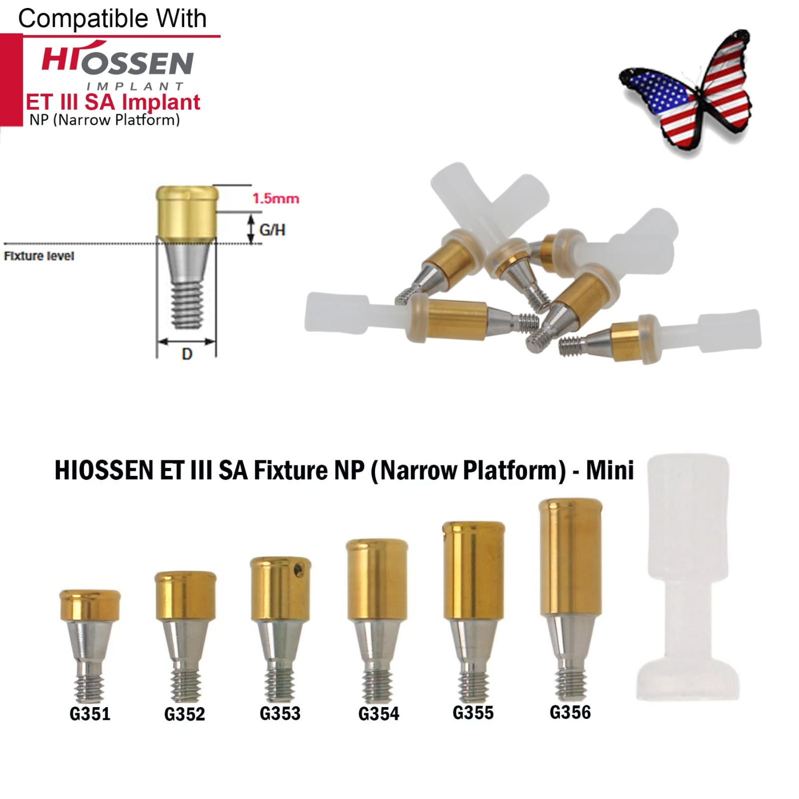 US HIOSSEN ET Locator Overdenture Abutment Mini/Regular Platform Oss Attachment