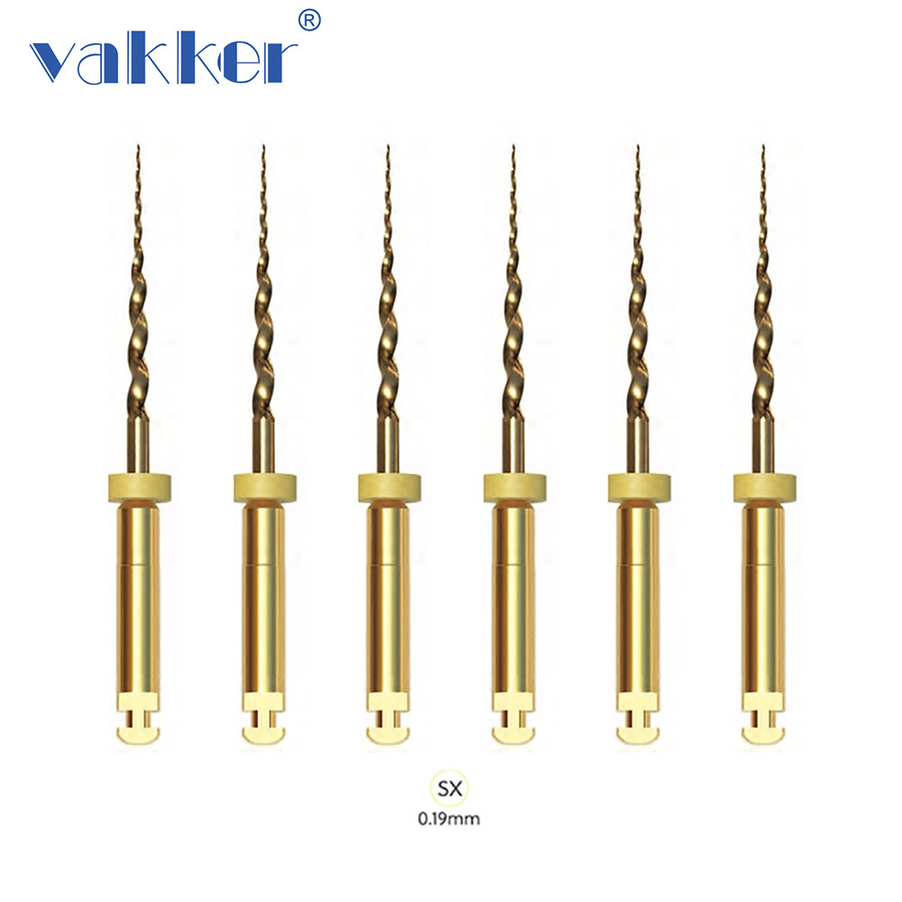 6/pk Vakker Dental Endo Rotary Files NITI Gold Taper Files Assorted 21/25/31mm