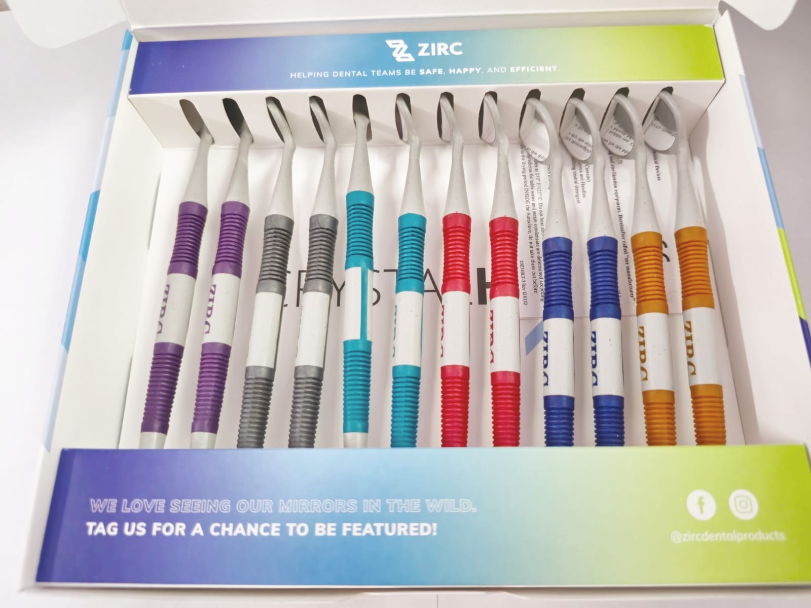 ZIRC Crystal HD # Thin Grip Assorted Mouth Mirror Jewel (12pk)